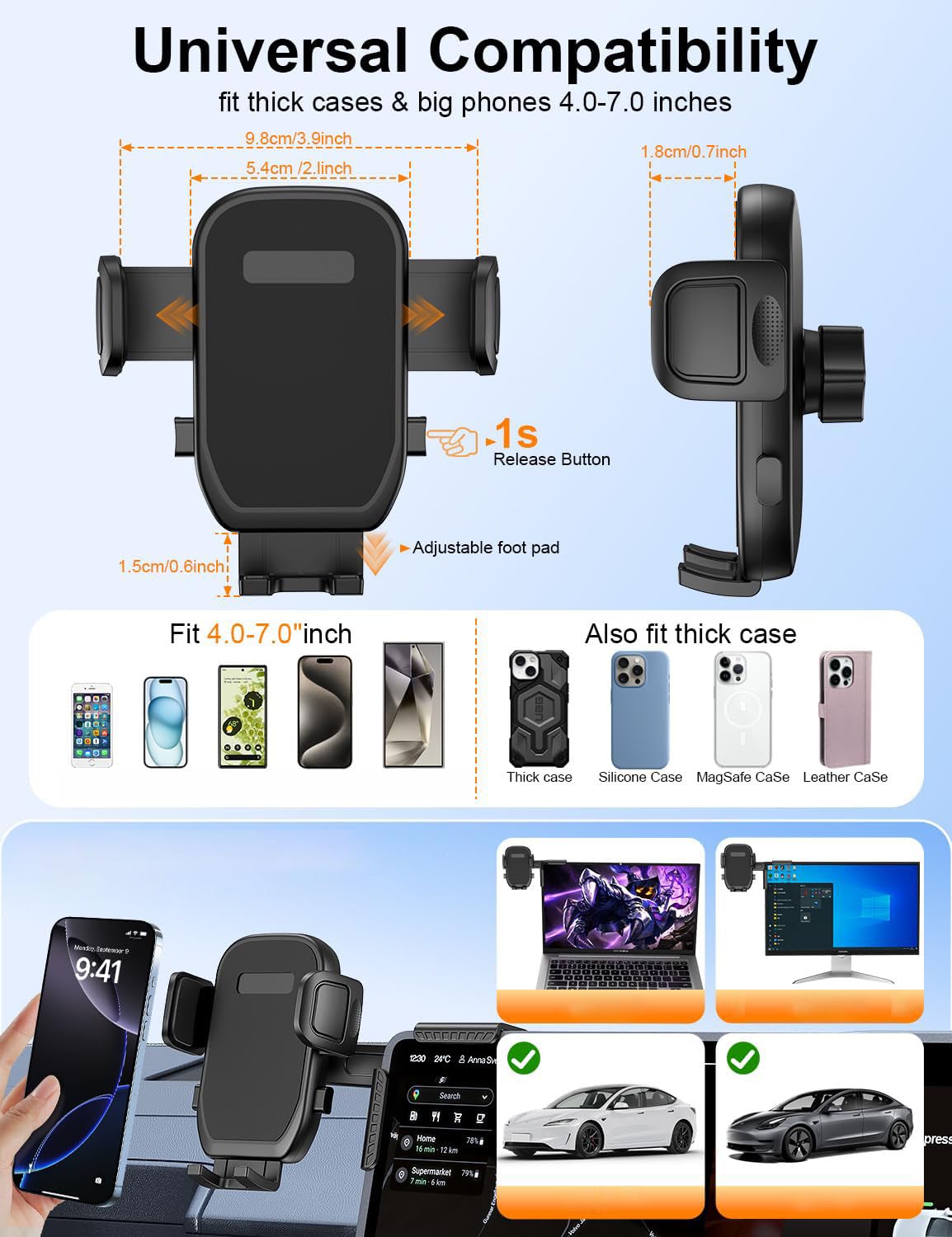 Supporto per telefono da auto per 718 Boxster 2016-2025