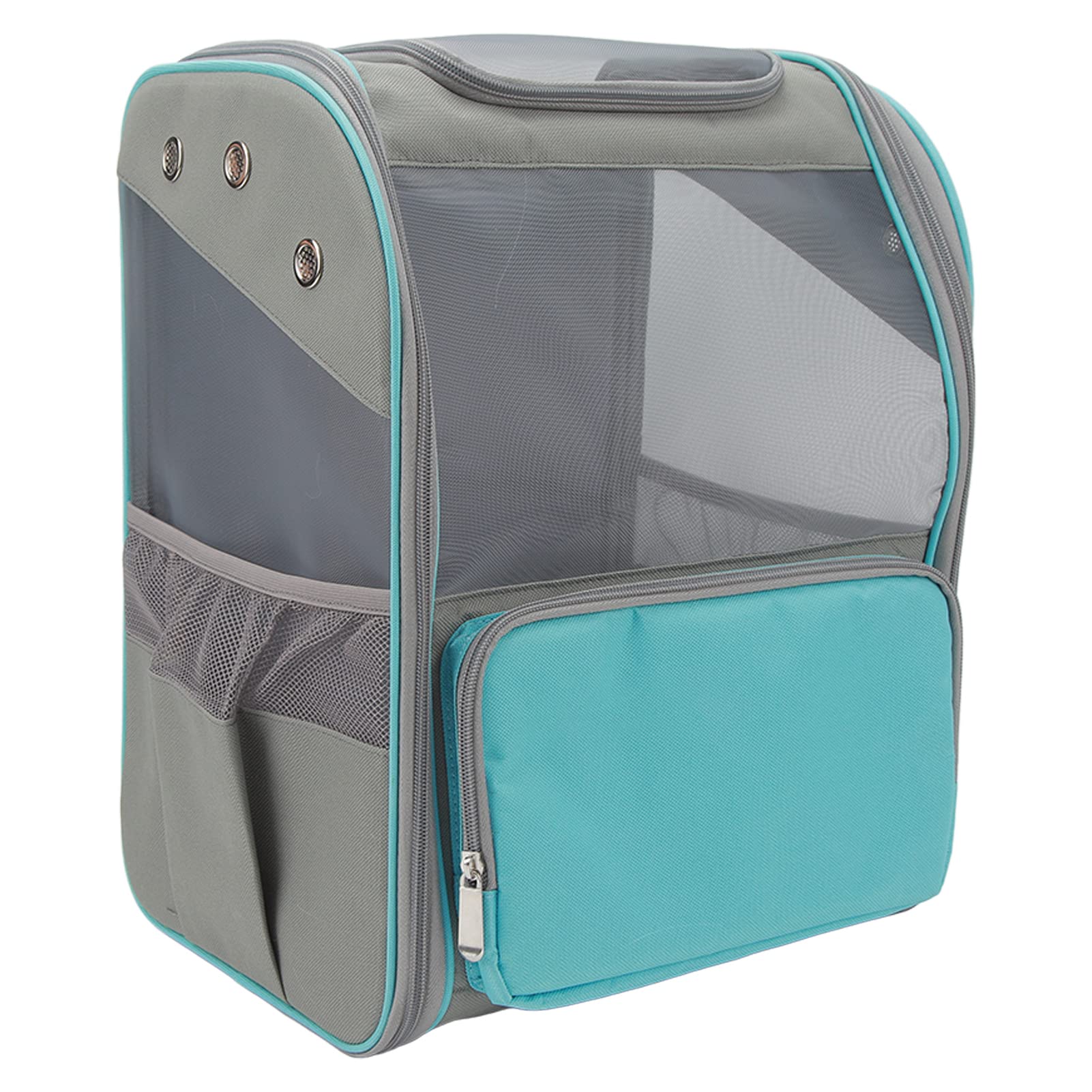 Mochila porta mascotas Mochila porta perros y gatos transpirable Mochila portátil para mascotas Bolsa para senderismo Viajes al aire Sostenga mascotas de hasta 16.5 libras Nylon (Azul)