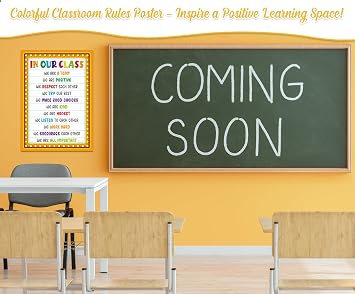 Classroom Rules Poster - Motivational Inspirational Posters for Classroom Laminated Class Rules Poster for Elementary Middle School Back to School Decorations Teacher Supplies