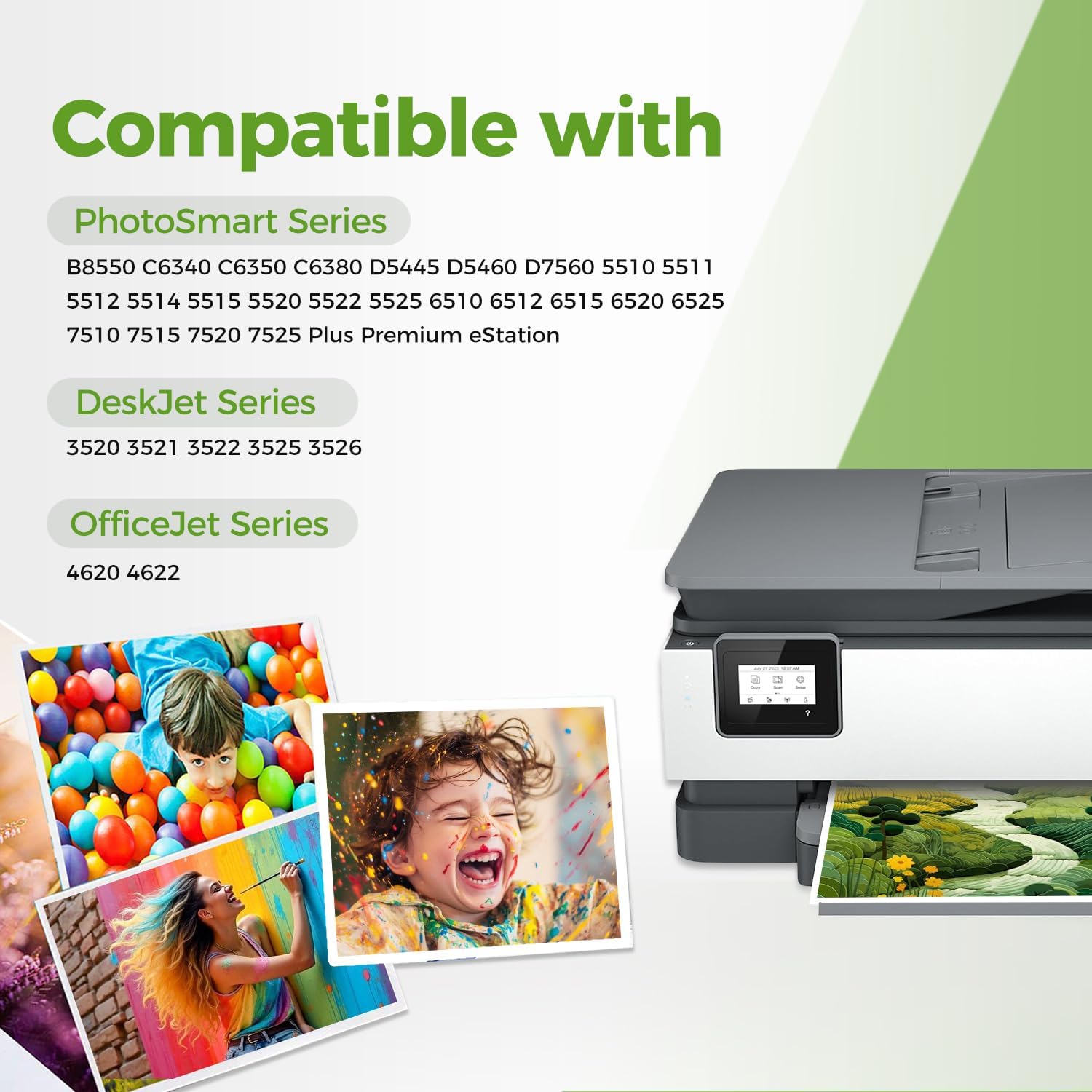 62XL Ink Cartridges Black Replacement for HP Ink 62 XL HP62 HP62XL (2- Combo Pack) Fit for Envy 7640 5660 7645 5540 5640 OfficeJet 5740 5745 8040 250 200 Printers