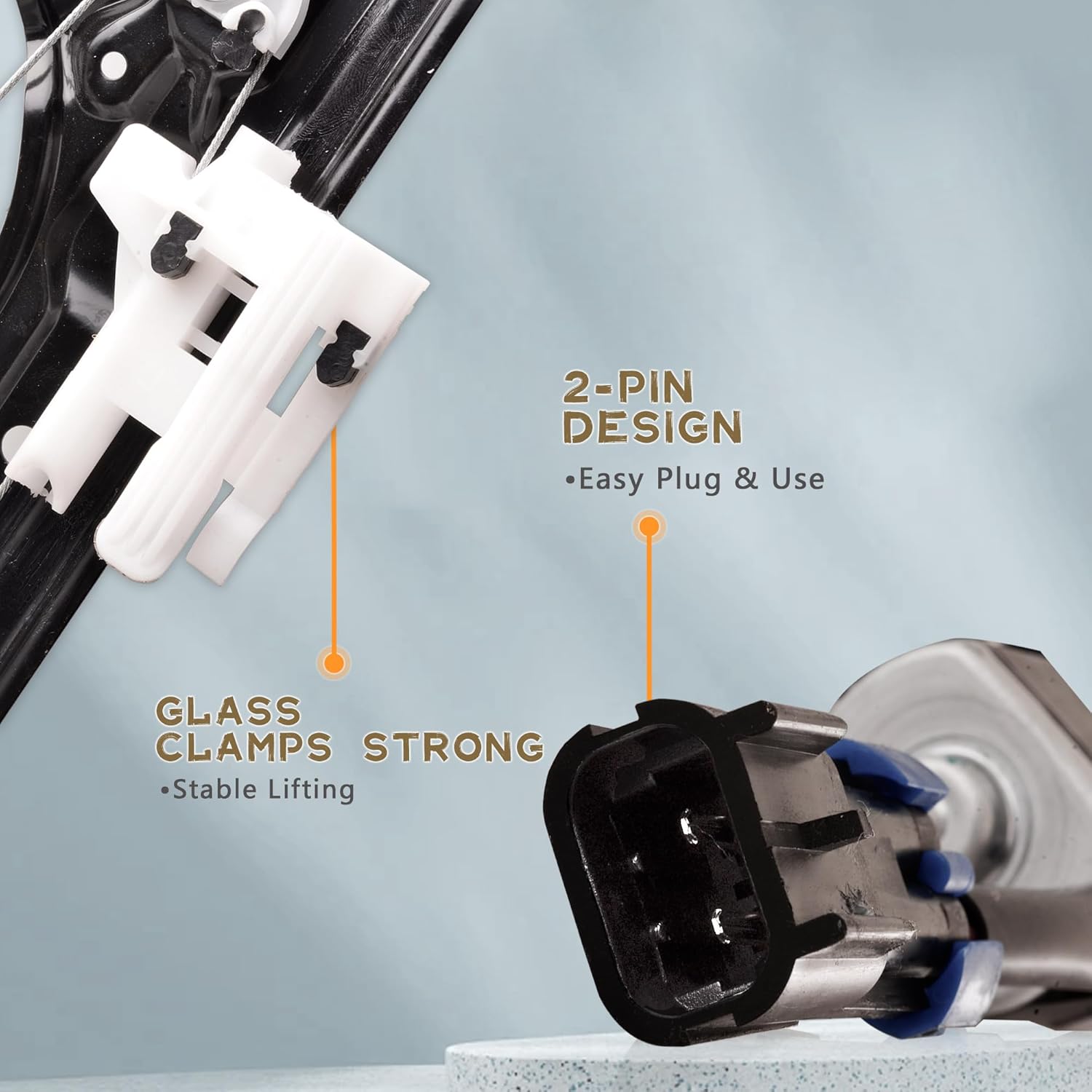 Front Right Passenger Side Power Window Regulator with Motor Assembly Compatible for Fiat 500 1.4L 2012-2019, Replacement 751-649 68070266AC 68070266AD 68070266AE