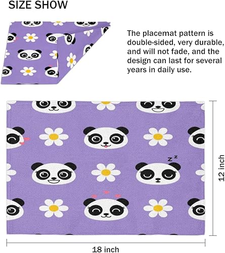 Miniatura 4 de Animal Panda Decor Placemats Set of 4 Table Mats Washable Placemat Waterproof Place Mats for Party Home Dining Table Decor 18x12 in