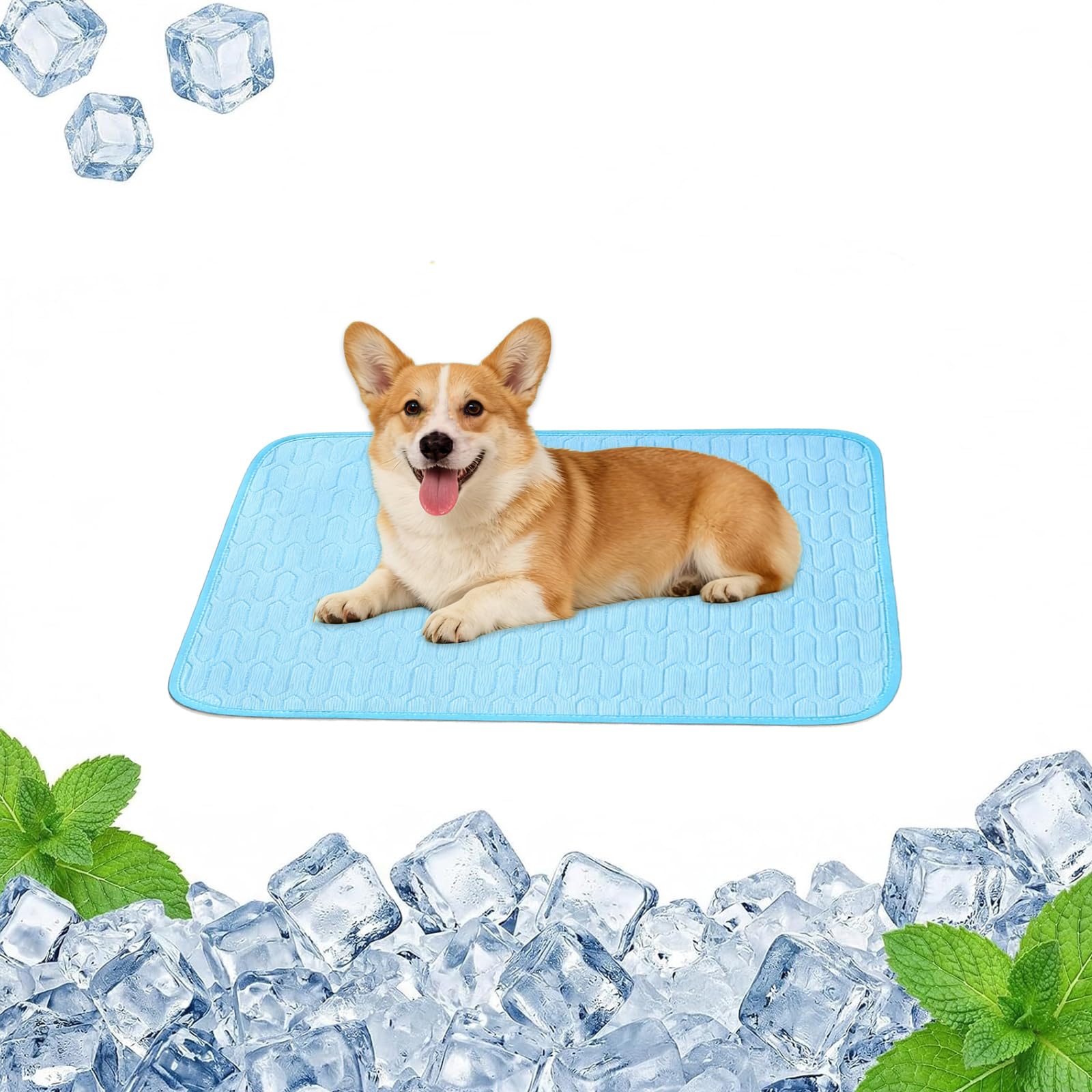 Alfombra Refrescante para Perro y Gato, Seda de Hielo Manta Refrigerante para Animales Autorefrigeración No Tóxicas Pet Cooling Mat, Alfombrilla de Refrigeración Esterilla de Dormir-50*40CM