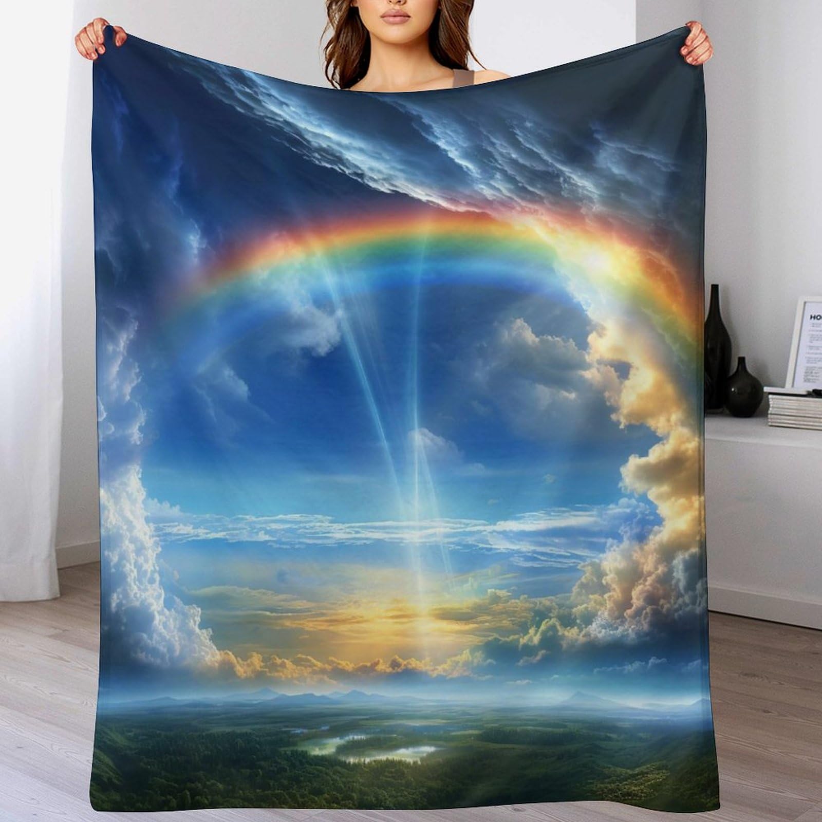 Couverture paysage en flannel polaire douce 130x150 cm pour lit et canapé
