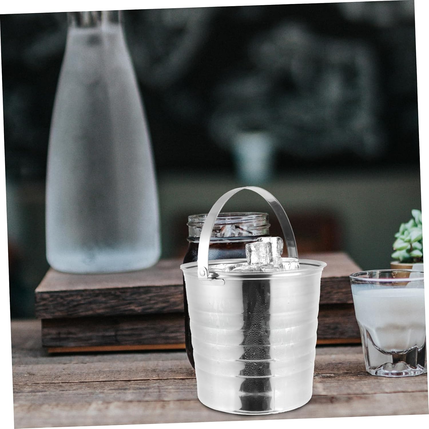 COLLBATH Stainless Steel Ice Bucket for Bar Medium Wine Holder with Tongs Sleek Design Beverage Tub for Parties for Beer and Cocktails