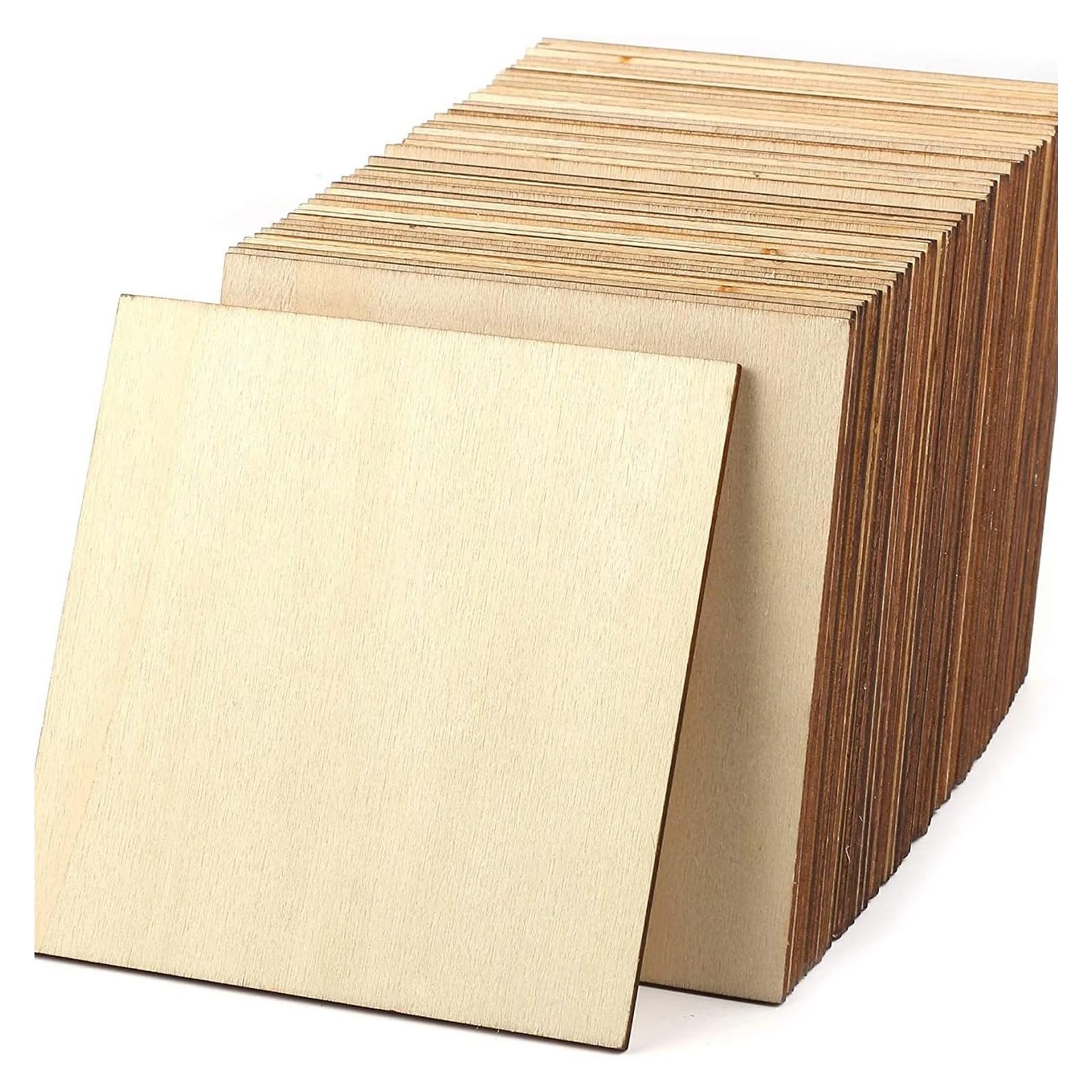 Rzeźba w drewnie, kwadratowa, pusta blacha drewniana, do rękodzieła, cienkie, niedokończone drewniane kwadraty, do wypalania drewna, malowania, barwienia, drewnianych patyczków (20 x 20 cm, 5 szt.)