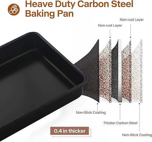 Miniatura 2 de Molde rectangular para tartas, juego de sartenes profundas antiadherentes, 91113 pulgadas, bandeja para hornear de grosor resistente para horno