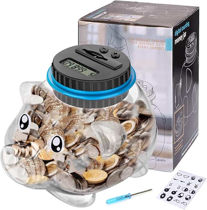 money counting piggy bank