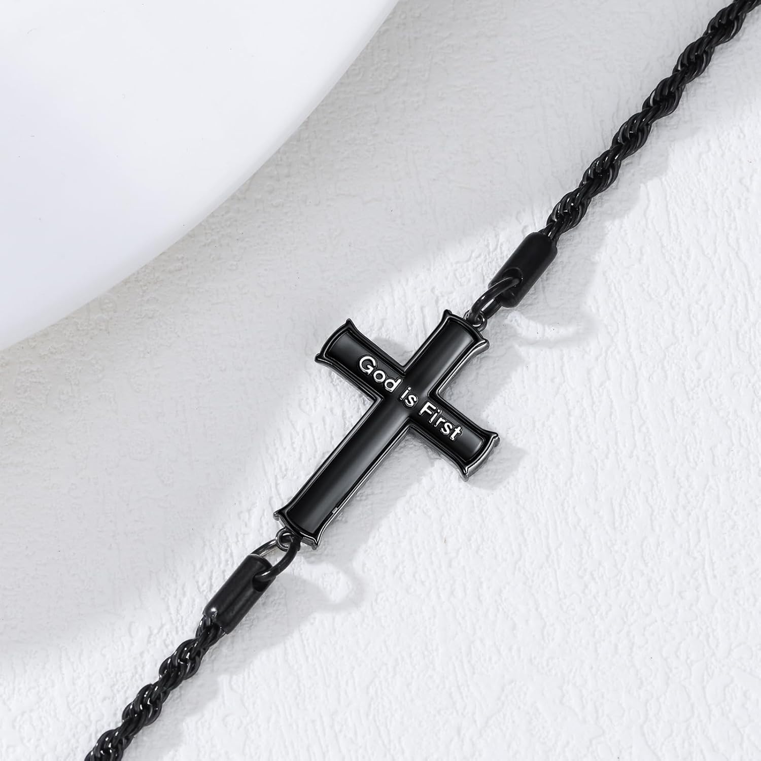 Cross Bracelet for Men 925 Sterling Silver Mens Christian Religious Bracelet Cross Jewelry Christian Gifts for Husband Father Friend - Image 3