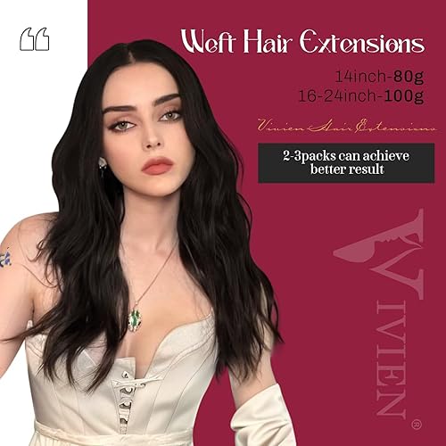 Miniatura 10 de Vivien Extensiones de cabello humano balayage de 18 pulgadas con trama cosida marrón que se desvanece a marrón caramelo y marrón ombré 100 Remy