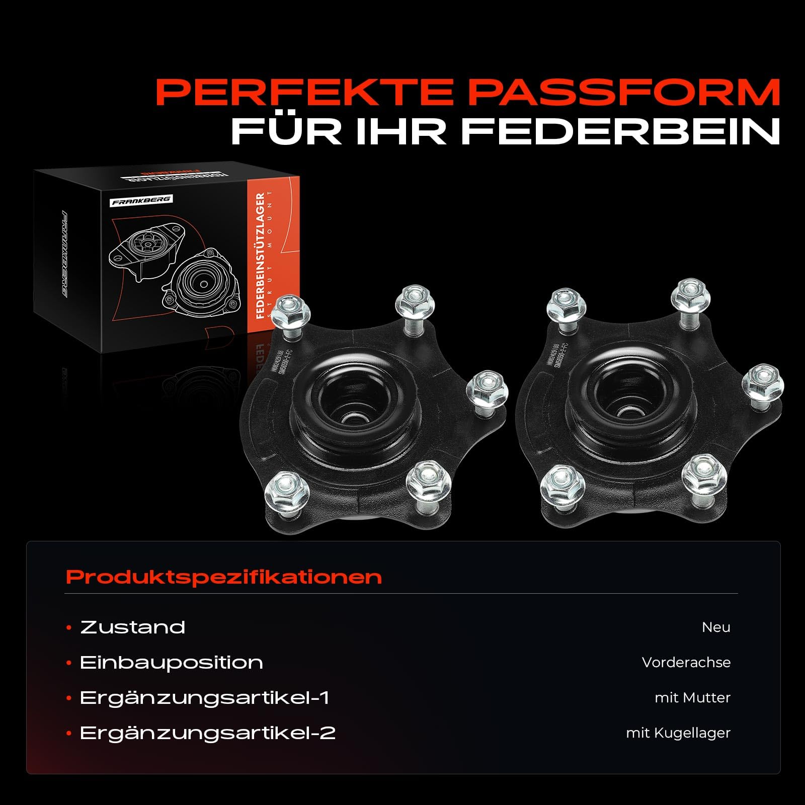 Frankberg 2x Domlager Federbeinstützlager Vorne 51920-SWA-A01