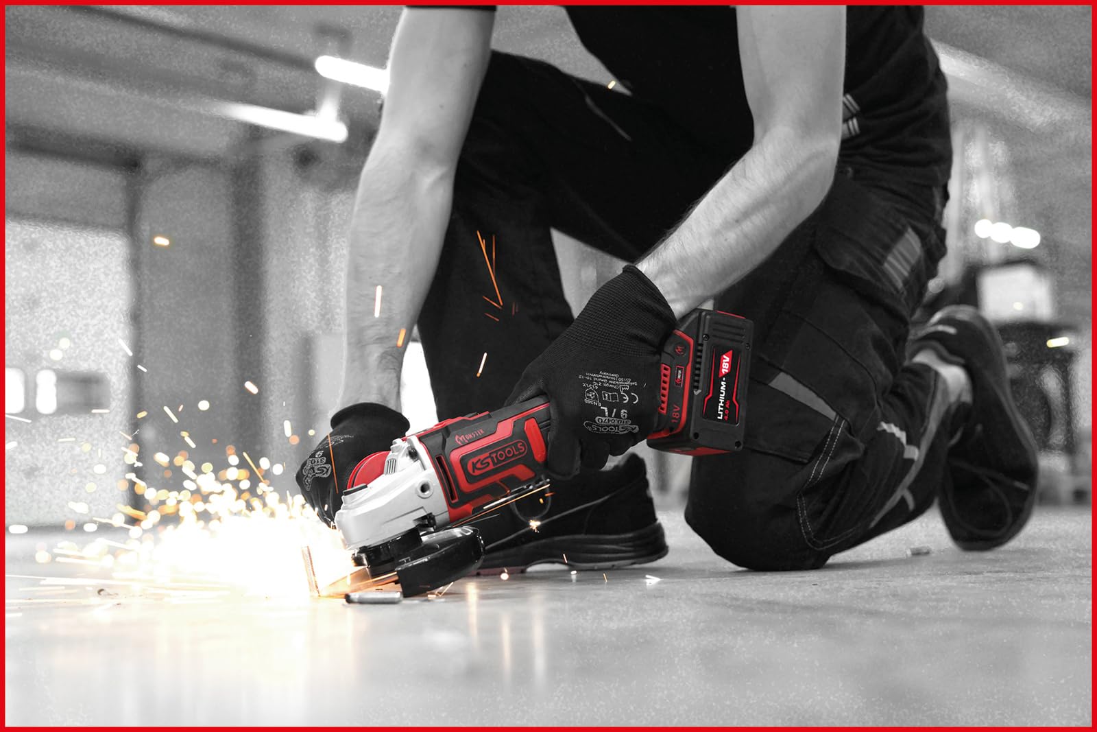 KS Tools 515.6200 eMONSTER Brushless-Akku-Winkelschleifer-Satz, 4-tlg