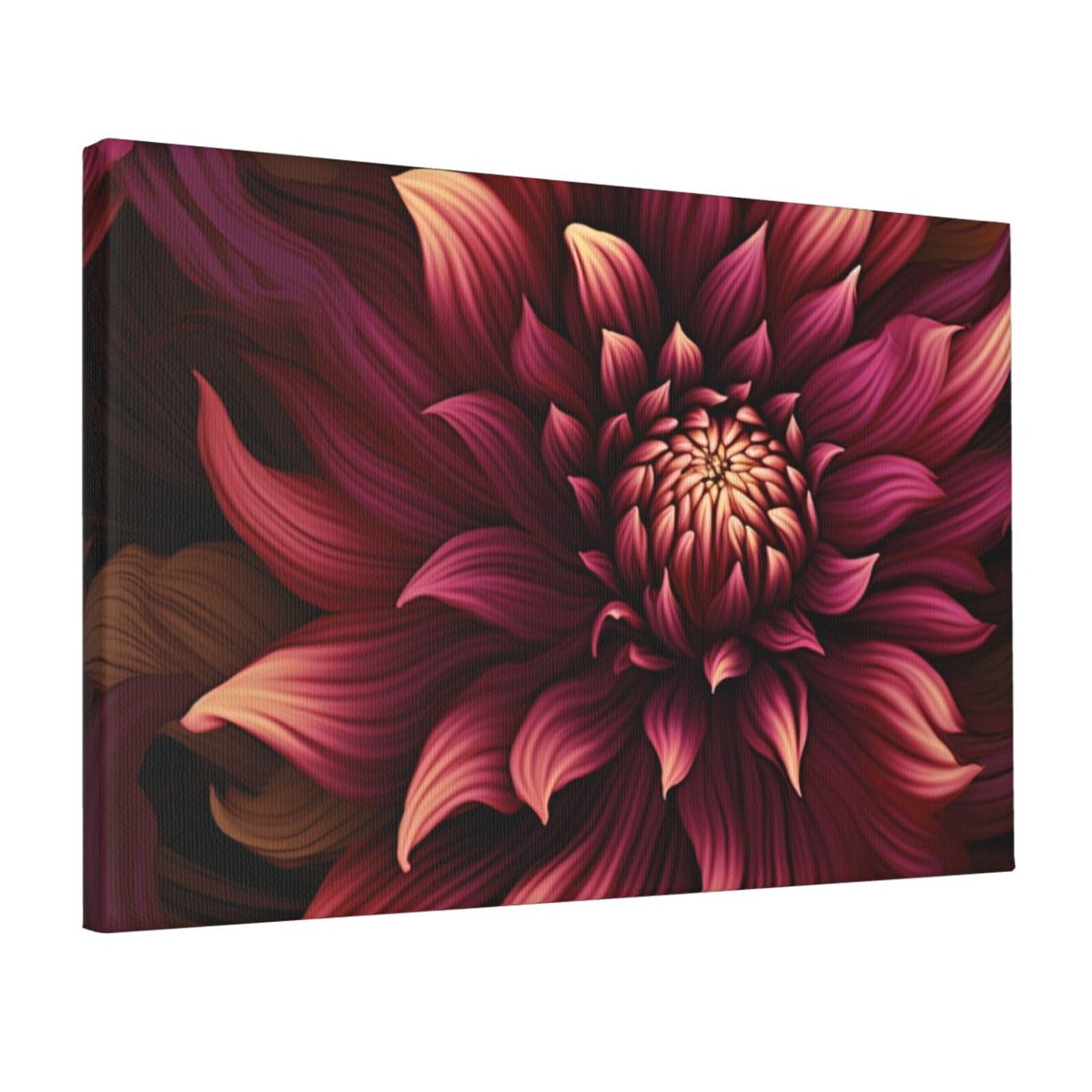 Canvas Wall Art for Living Room Wall Decor 12"x18" Modern Artwork Painting Pictures Hanging Canvas Prints Wine Red Artistic Flower Aesthetic Wall Art for Bedroom Bathroom Office Wallart Decor