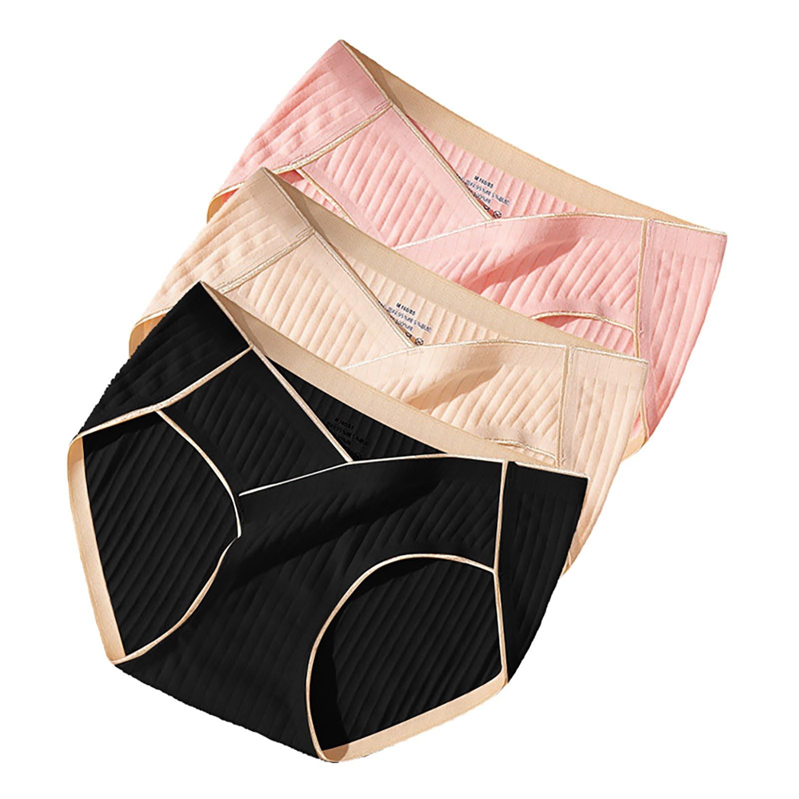 GenericWomen Underwear Briefs Three Pack Underwear One Mid Waist Underwear Large Size Underwear And Comfortable Women's Pants Comfy Guard Leak Proof Panties