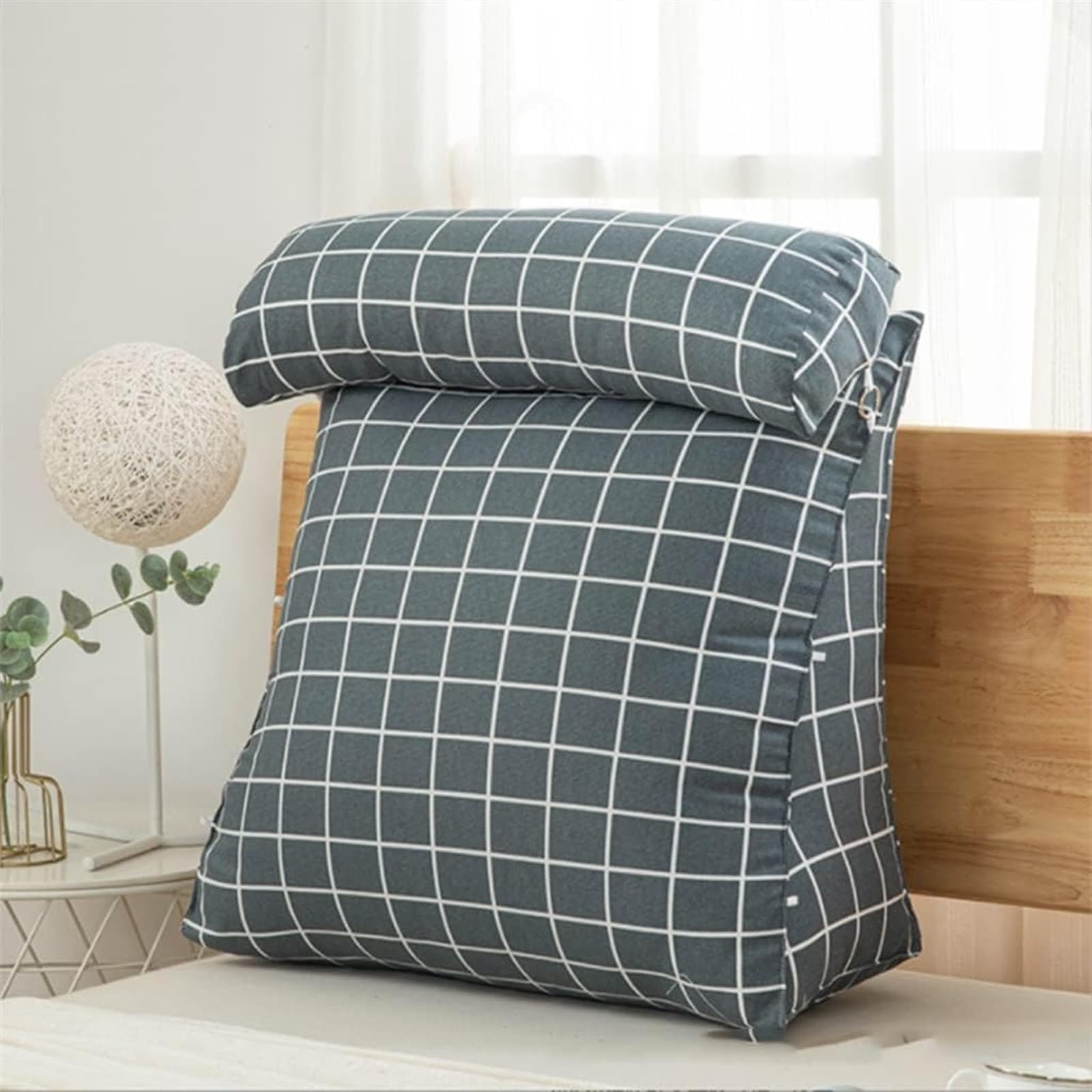 MYXJX back support cushion, With Pocket, Triangle Back Cushion Pillow On Bed Reading Watching TV Backrest Soft(A,60cm)