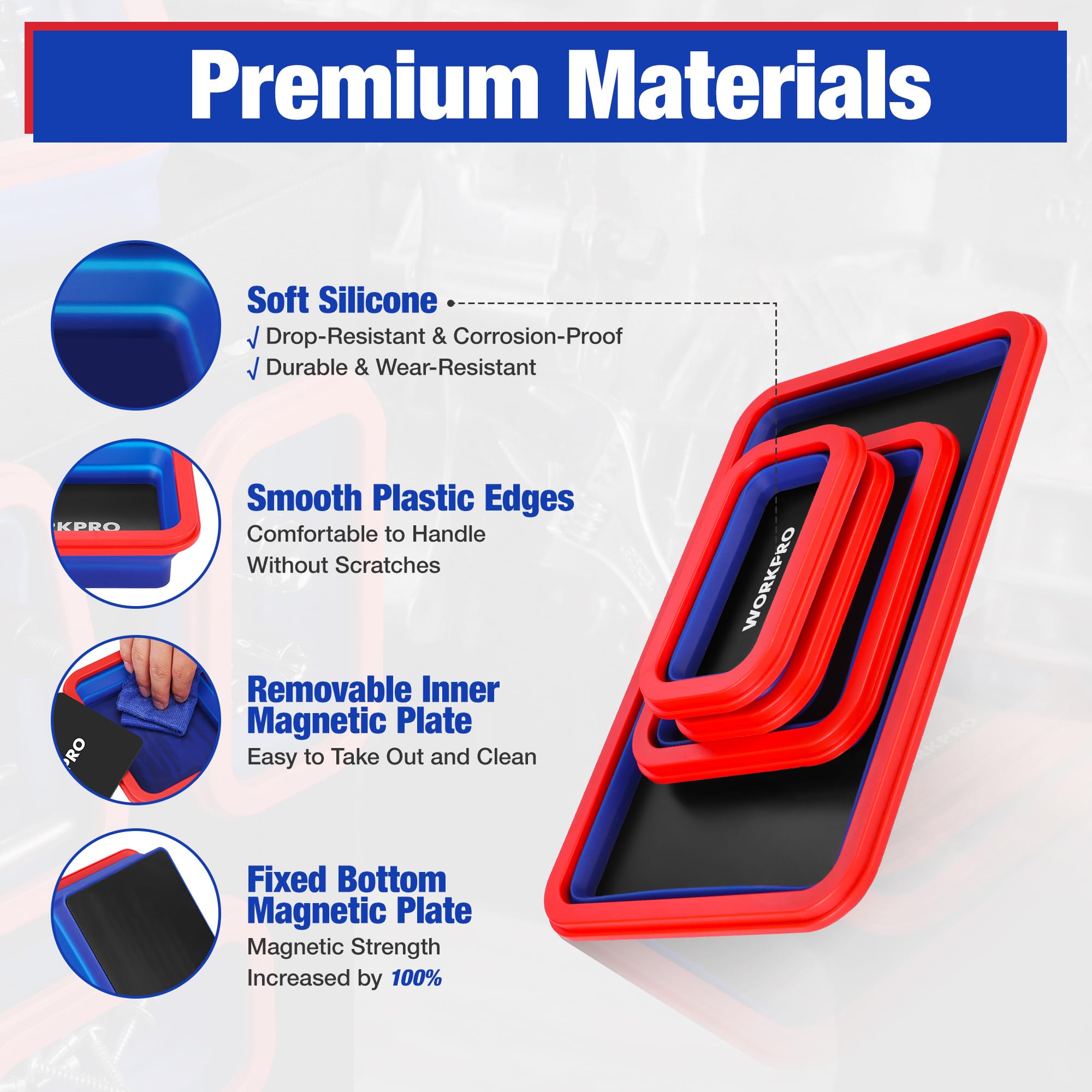 WORKPRO Magnetic Parts Tray Set - Collapsible & Durable -5 WORKPRO Magnetic Parts Tray Set - Collapsible & Durable -5