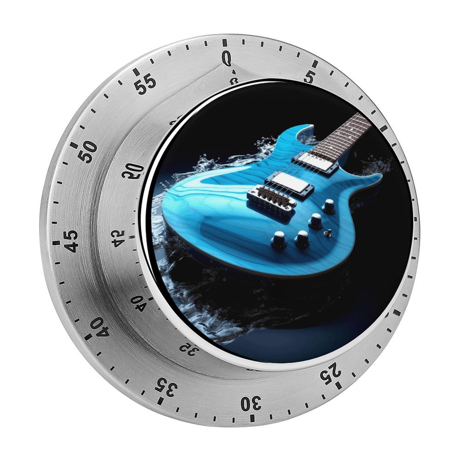 Blue Guitar Timers Kitchen Chef Cooking Timers Portable Countdown Alarm Loud Countdown Clock Waterproof Stainless Steel Timer Compact 60-Minute Mechanical Timer Daily Use