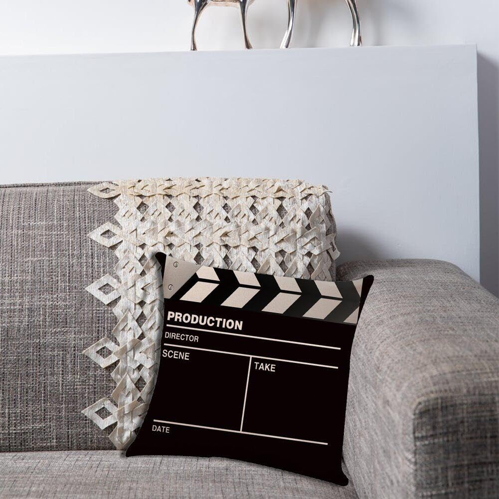 Copri Cuscino Tiro 1pc 45x45 Cm Black Bianco Vecchio Film Film Azione Clapper Board Cuscine