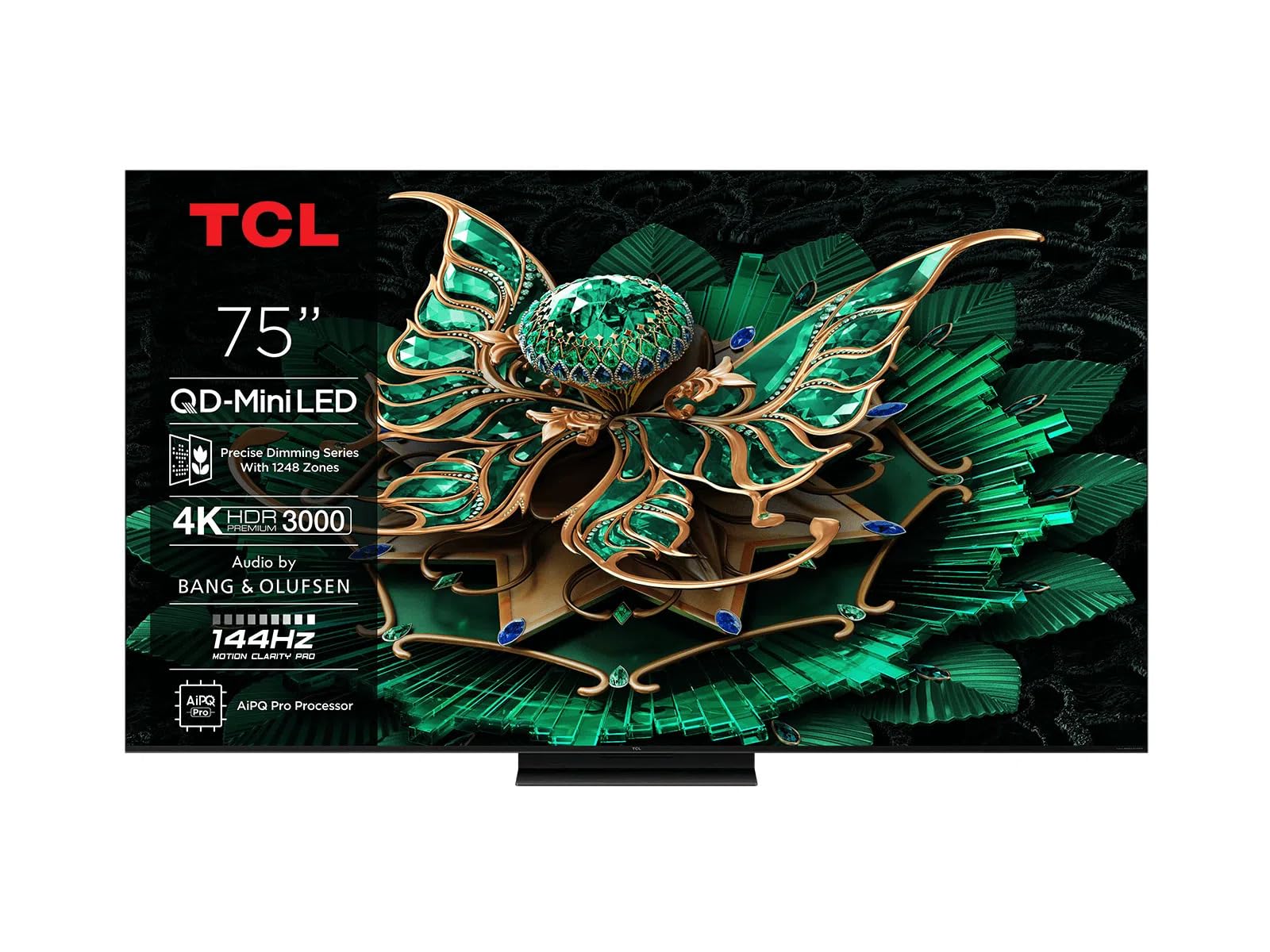 TCL 75C7K – Smart TV QD‑Mini LED 4K HDR10+ da 75", 3.000nit | Dolby Vision IQ & Atmos, CrystGlow HVA Panel, 144Hz Motion Clarity Pro, Audio by Bang & Olufsen