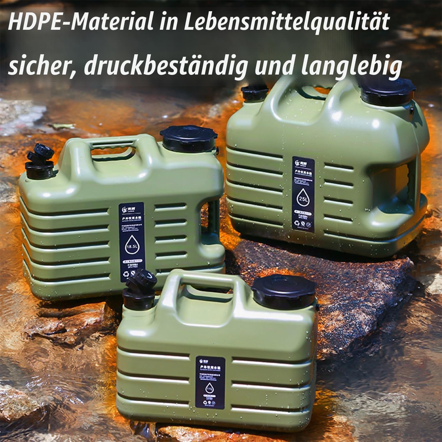 Cmaping Wasserbehälter, 11/12/18/25L Wasserbehälter mit Wasserhahn, tragbarer Wasserbehälter, Wasserspeicher für Outdoor, Camping, Angeln, Party, Van, Wohnmobil