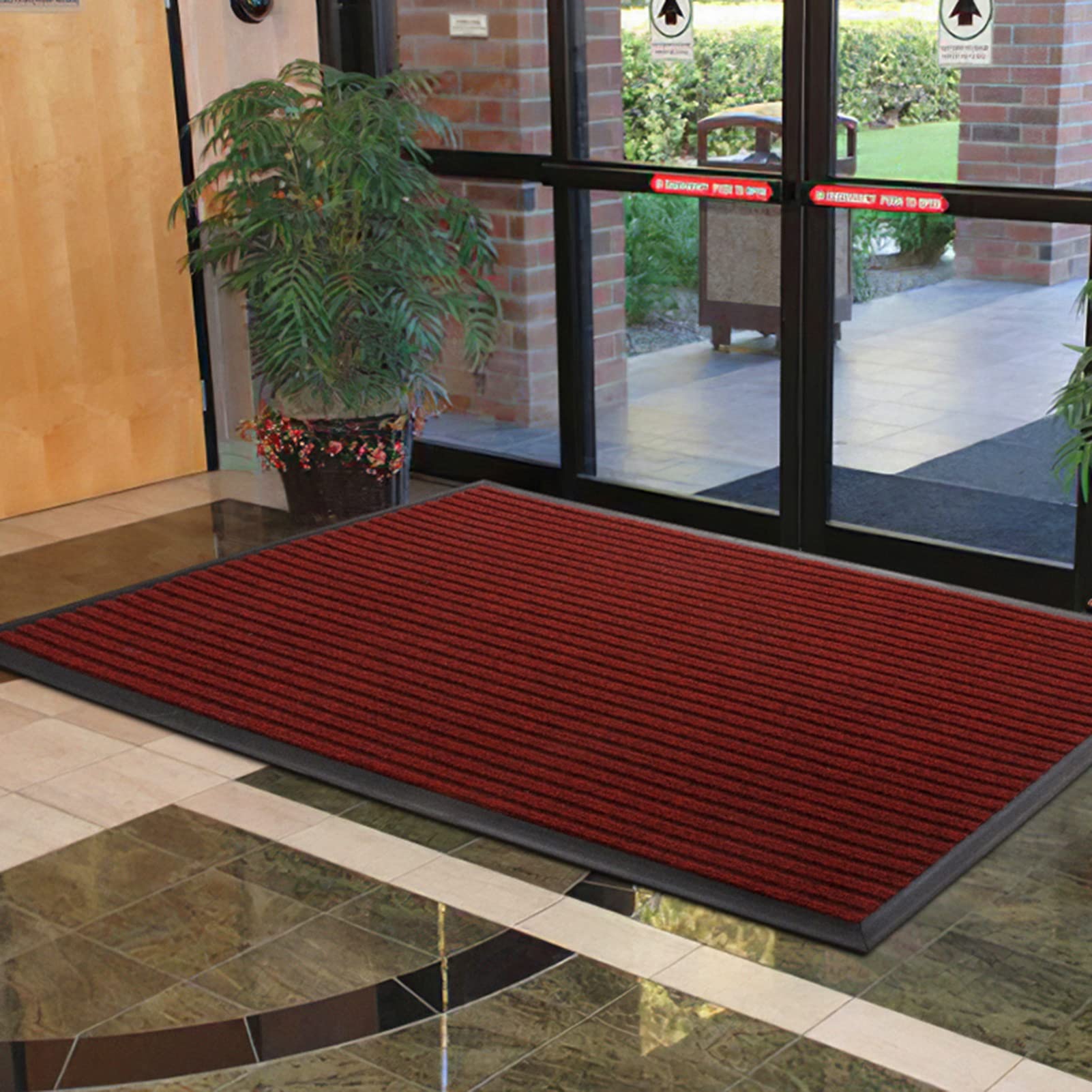 Paillasson de ferme rouge 60x180 cm tapis d'entrée absorbant extérieur et intérieur