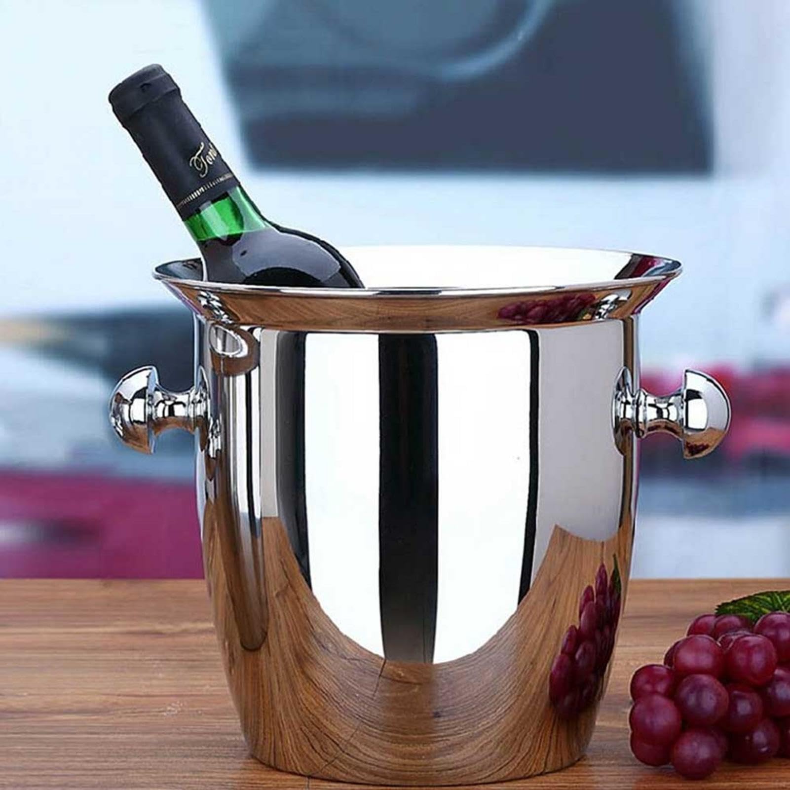 Eiseimer für Bar, isolierter Eiseimer, Sektkübel für Bardekoration, Barman-Eishalter aus doppelwandigem Edelstahl, multifunktionales Zubehör für Ba Trolley
