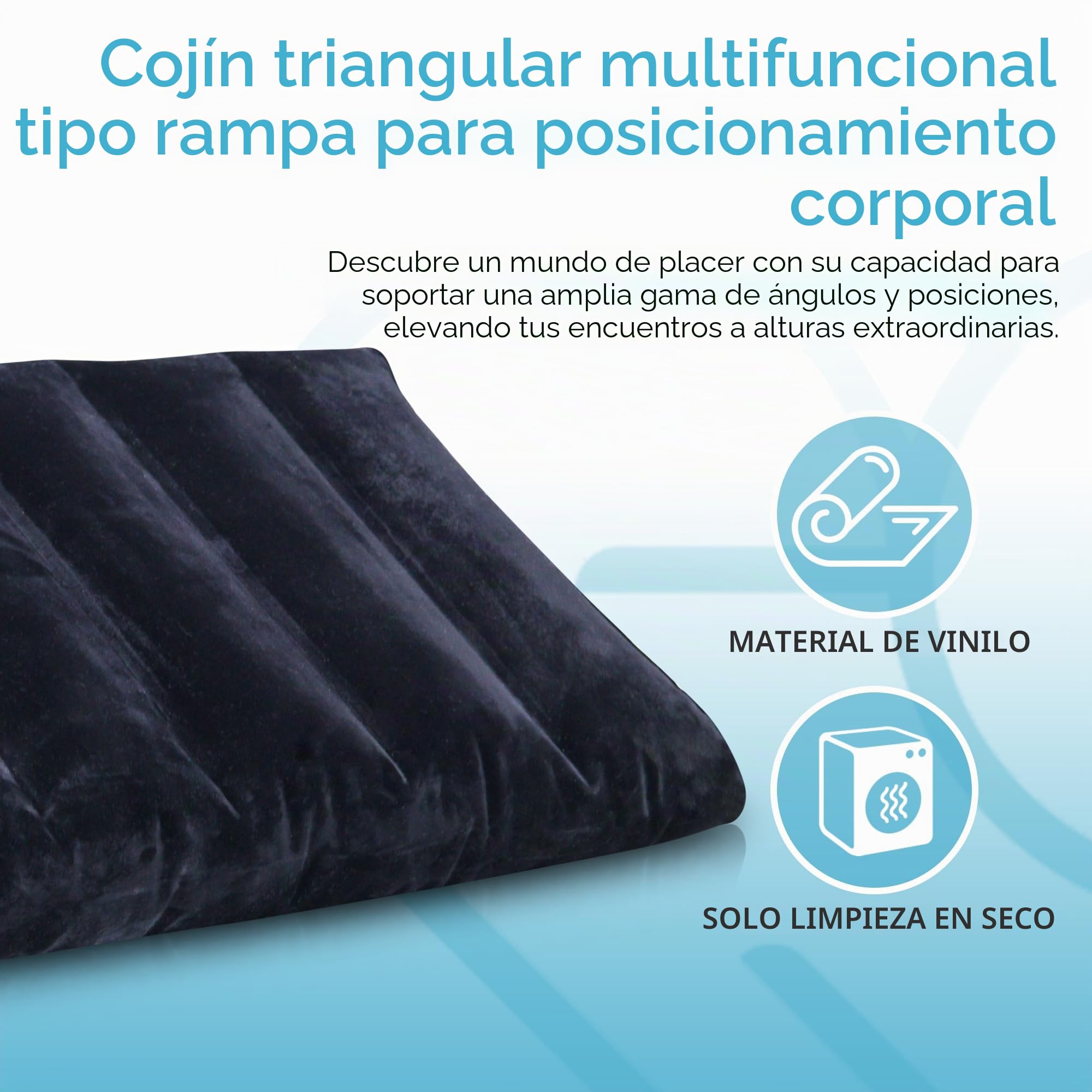 Almohada inflable de amor, cojín triangular multifuncional para posicionamiento corporal, almohada de masaje con soporte para espalda y cabeza, material de PVC y algodón