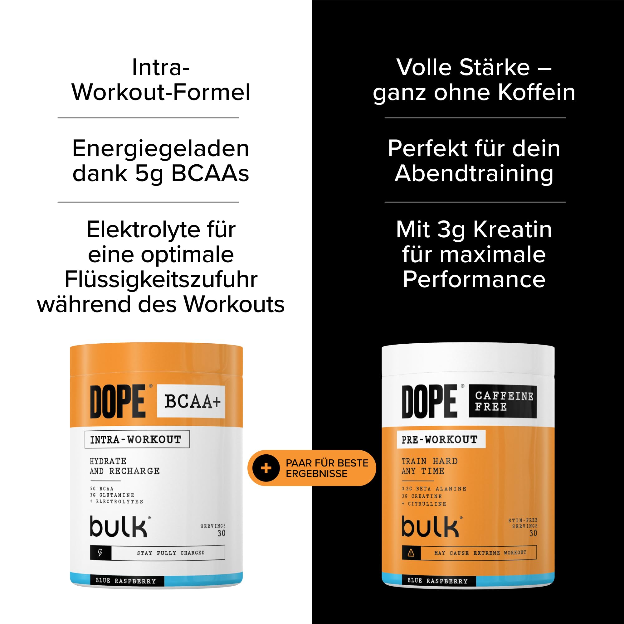 Dope Koffeinfreies Pre-Workout Pulver | Fruit Punch | 510g | 30 Portionen | Stimulanzien-frei | 3,2g Beta Alanin | 3g Kreatin | Citrullin & AAKG | Mit Himalaya-Kristallsalz aus Punjab, Pakistan