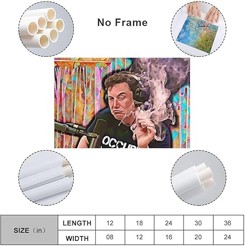 Miniatura 2 de Elon Musk Smoking Poster HD Print on Canvas Painting Wall Art for Living Room Decor Boy Gift 12x18inch(30x45cm) Estilo sin marco,Estilo de marco