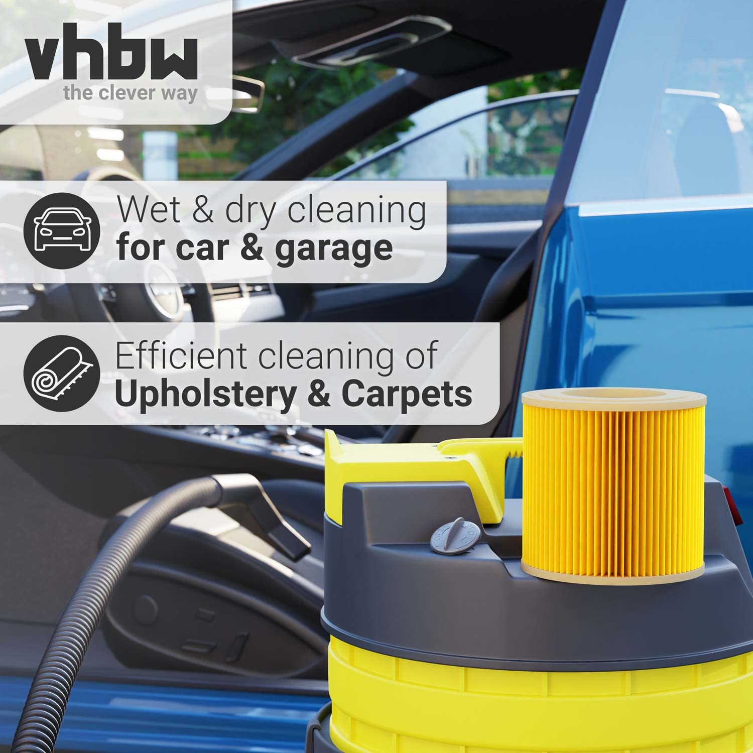 vhbw Filtr nabojowy kompatybilny z odkurzaczem Kärcher WD1, WD2, WD3, WD3 Premium, WD 3 P Extension Kit, WD 3.200, zamiennik do 6.414-552.0, 6.414-772.0, 6.414-547.0