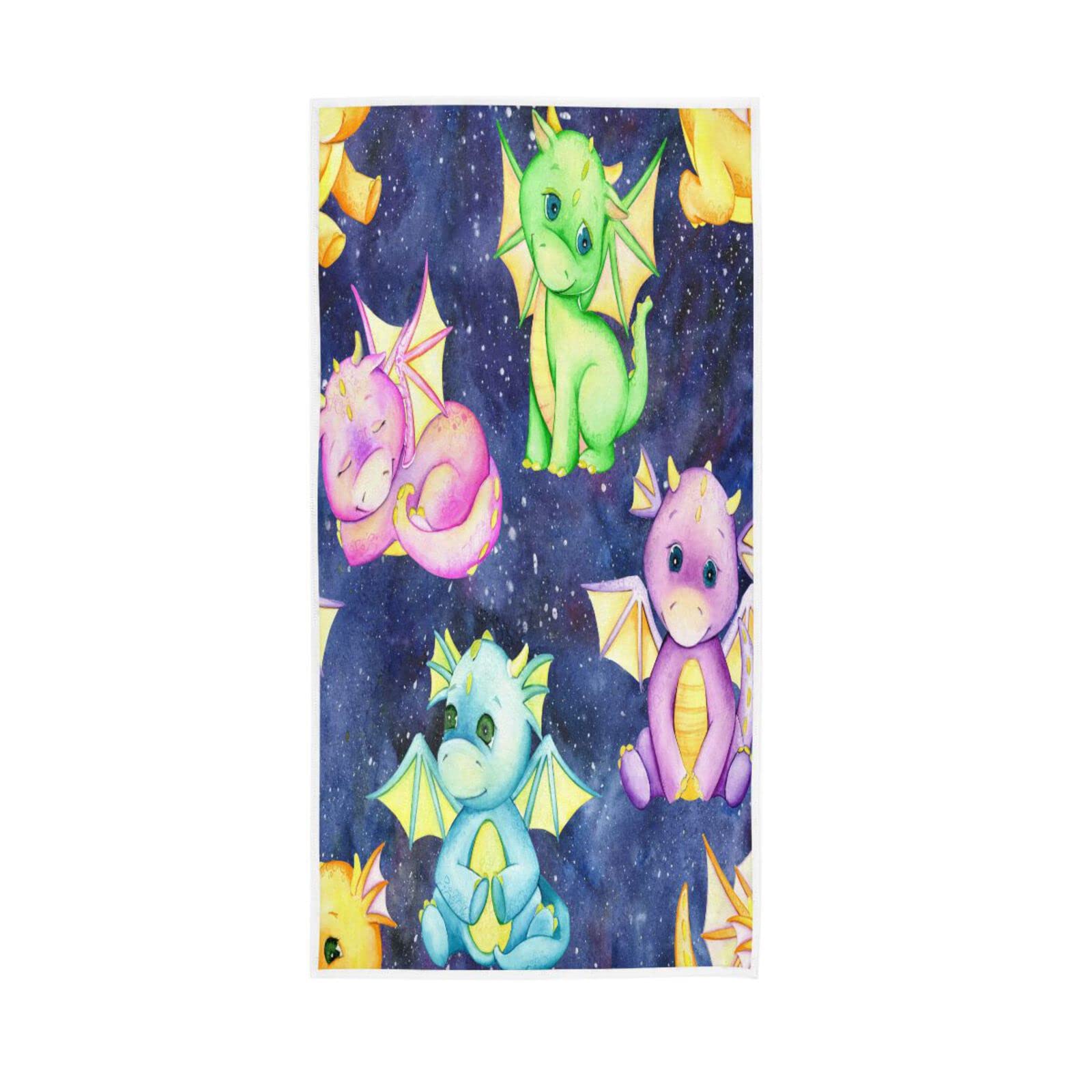 LSRCPD Hand Towels Cute Dragon Space Decor Fingertip Soft Face Towel Absorbent Bathroom Kitchen Towels