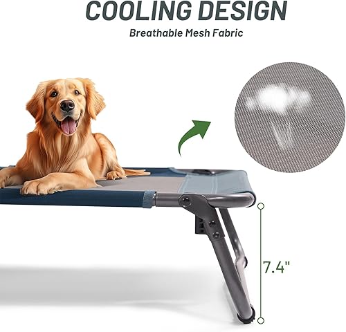 Miniatura 6 de TIMBER RIDGE Cama para perros al aire libre con toldo, cama elevada y refrescante para perro, cama elevada portátil para perro con toldo extraíble,