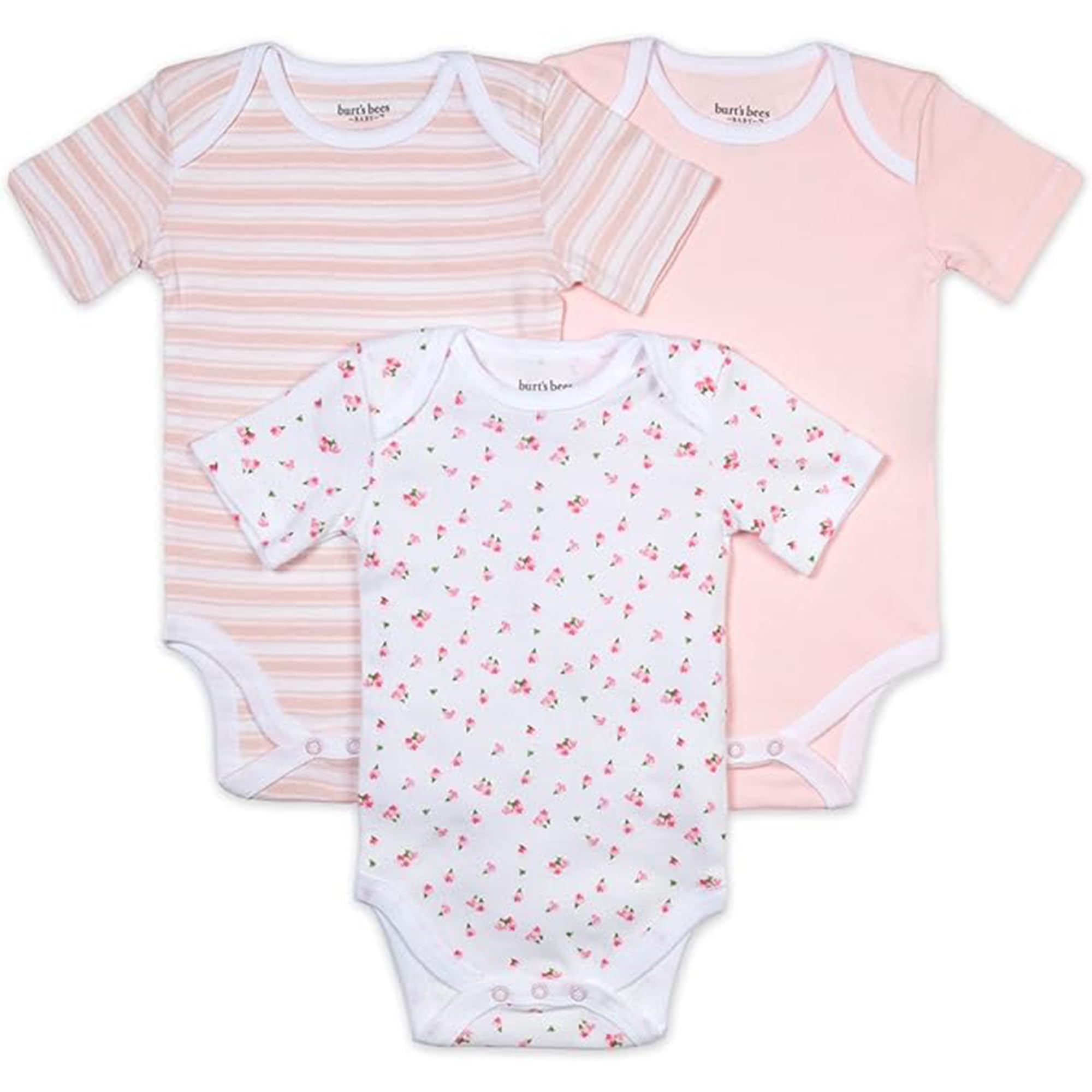 Burt's Bees Baby baby-girls Bodysuits, 3-pack Long & Short-sleeve One-pieces, 100% Organic Cotton