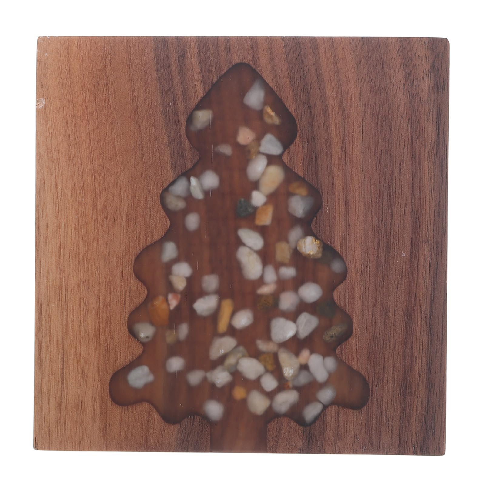 FRCOLOR 5 Pièces Dessous de Verre de Noël Sapin Carré en Bois Pierre