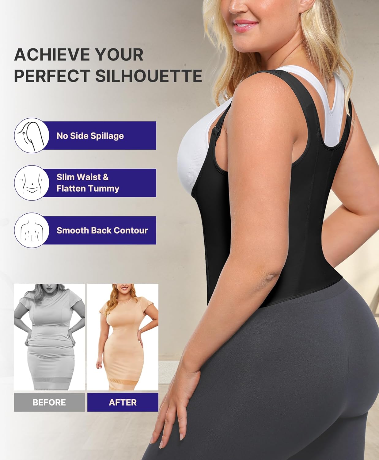SHAPELLX Waist Trainer for Women Tummy Control Corset Shapewear Workout Faja Body Shaper with Adjustable Shoulder Strap - Image 2