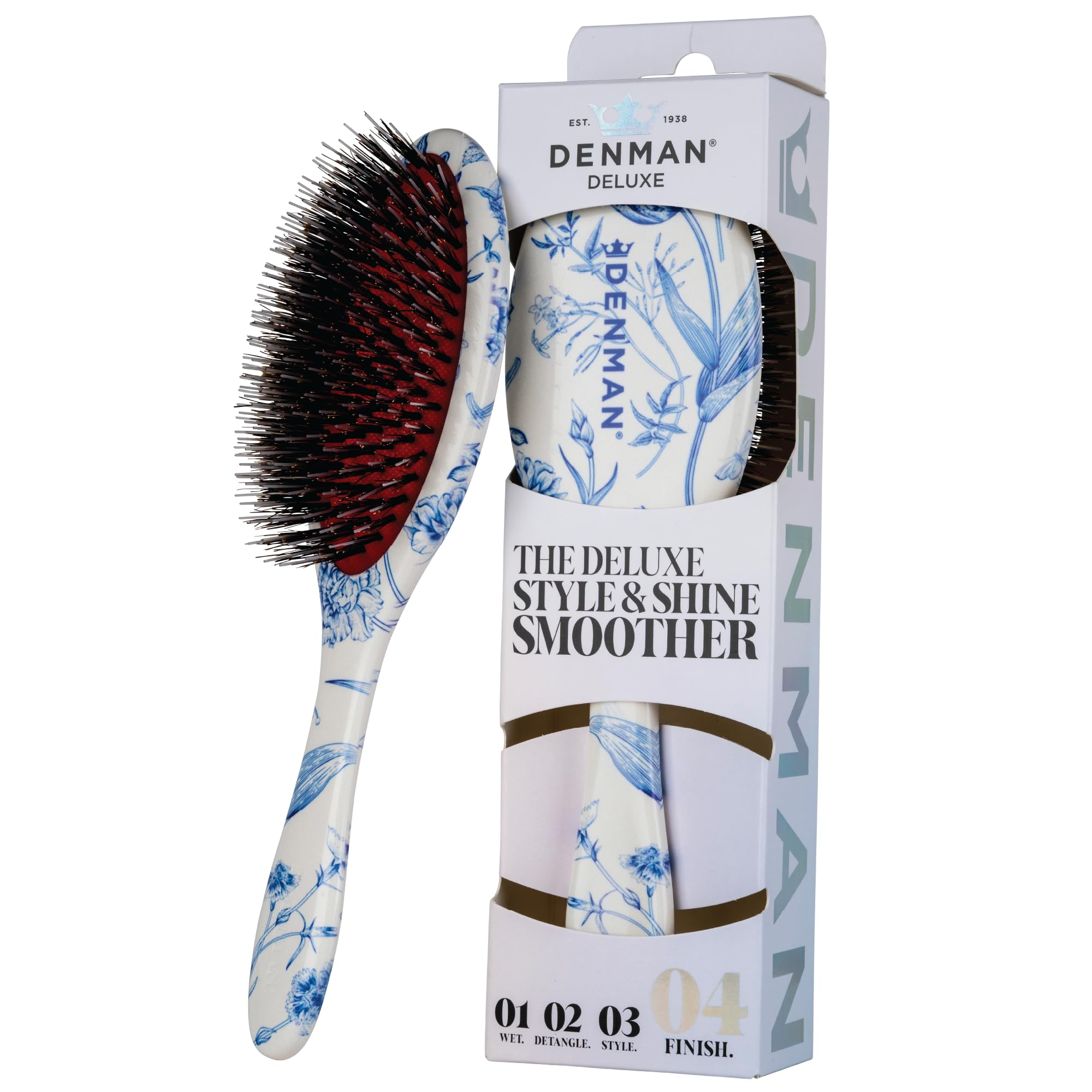 Denman Boar Bristle Hair Brush – Smoothing & Shine Enhancing for Slick Back Styles, Curl Defining & Detangling. Szczotka do włosów z naturalnymi włosami do wszystkich rodzajów włosów dla kobiet i