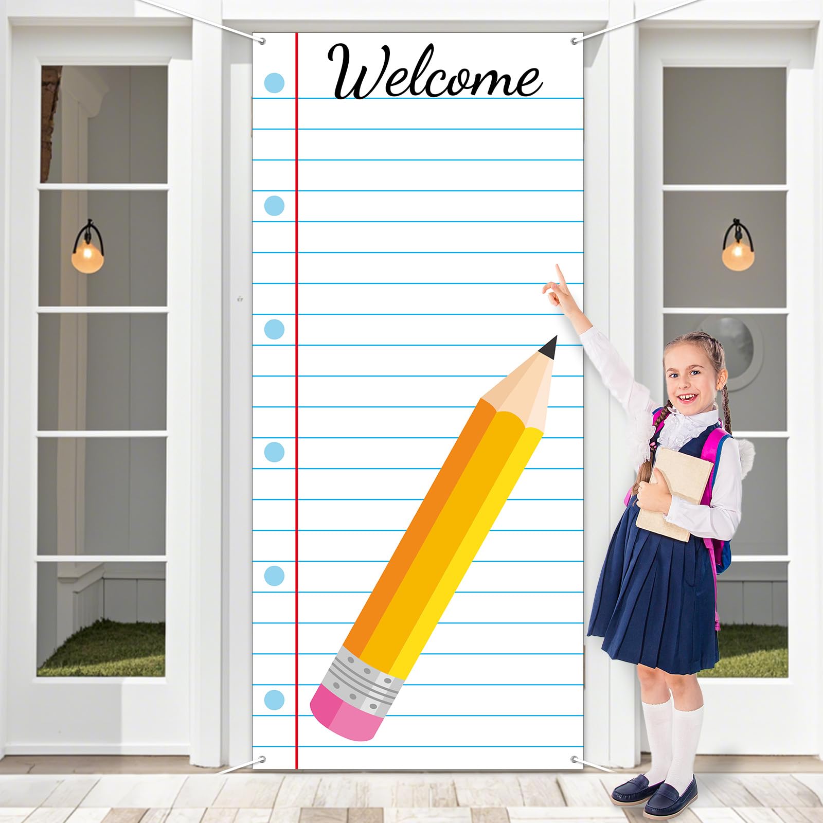 Bannières à suspendre Welcome Back to School pour créer un fond photo dynamique d'élèves