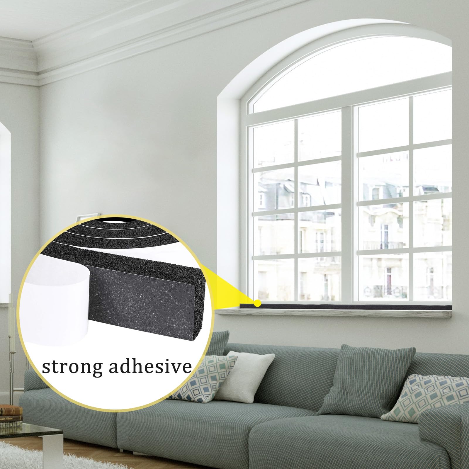 fowong Open Cell Soft Foam Tape, 50mm Width x 25mm Thickness x 2m Length (2 Strips),Black Insulation Foam - Image 4