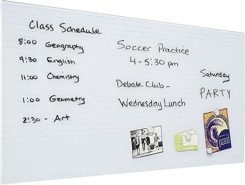 Miniatura 8 de ECR4Kids MessageStor - Pizarra magnética de vidrio de borrado en seco con imanes, 18 x 36 pulgadas, pizarra blanca para montar en pared, ladrillo