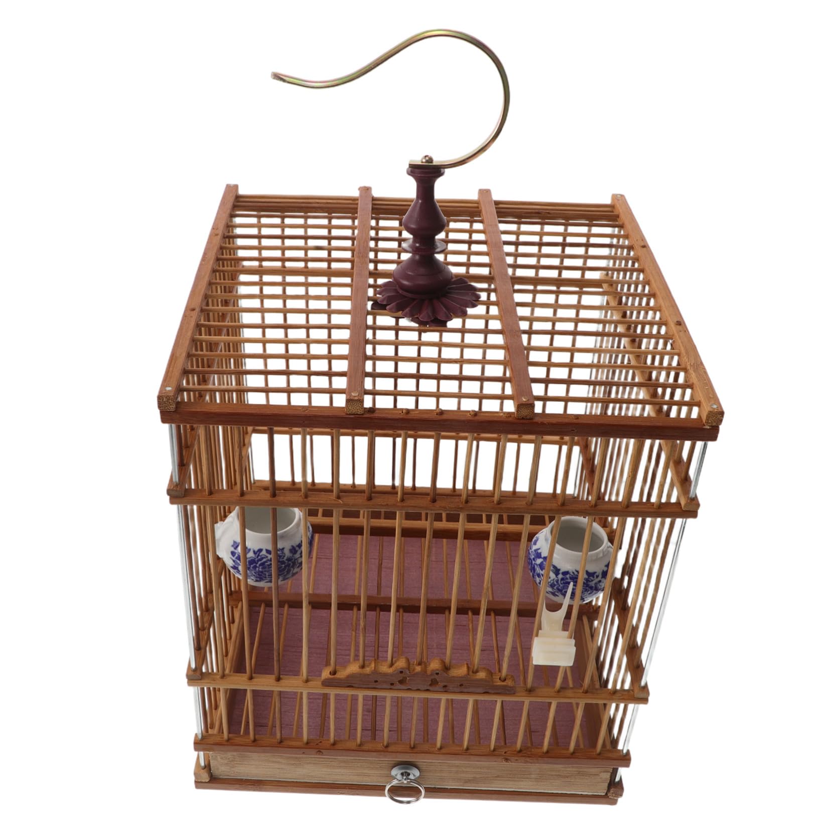 Cage à oiseaux en bambou de style traditionnel carbonisé TOYANDONA, artisanat rétro de qualité