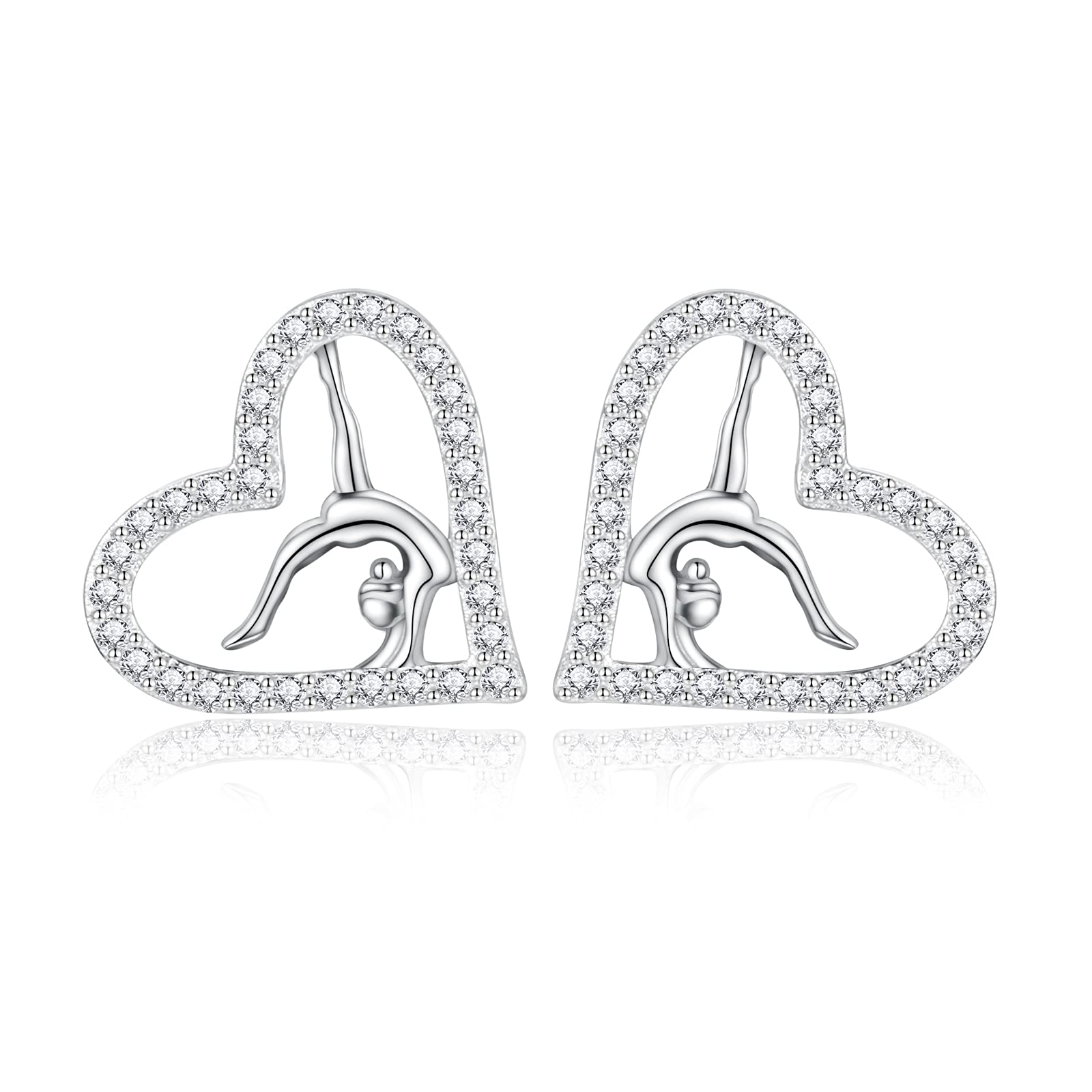 Gymnastics Gifts for Women Gymnast Stud Earrings 925 Sterling Silver Team USA Gymnastics Fashion Jewelry Sport Birthday Christmas Gifts