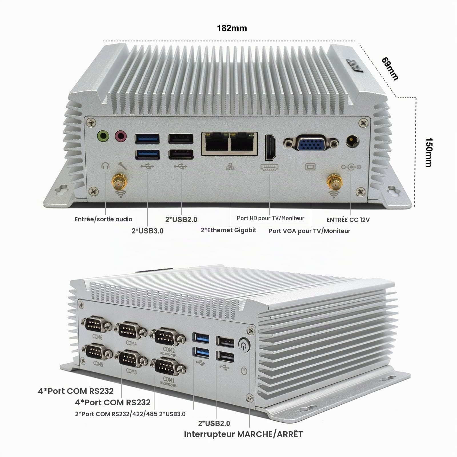 HISTTON Fanless Industriel Mini PC, Core i7-4500U 8Go RAM 128Go SSD