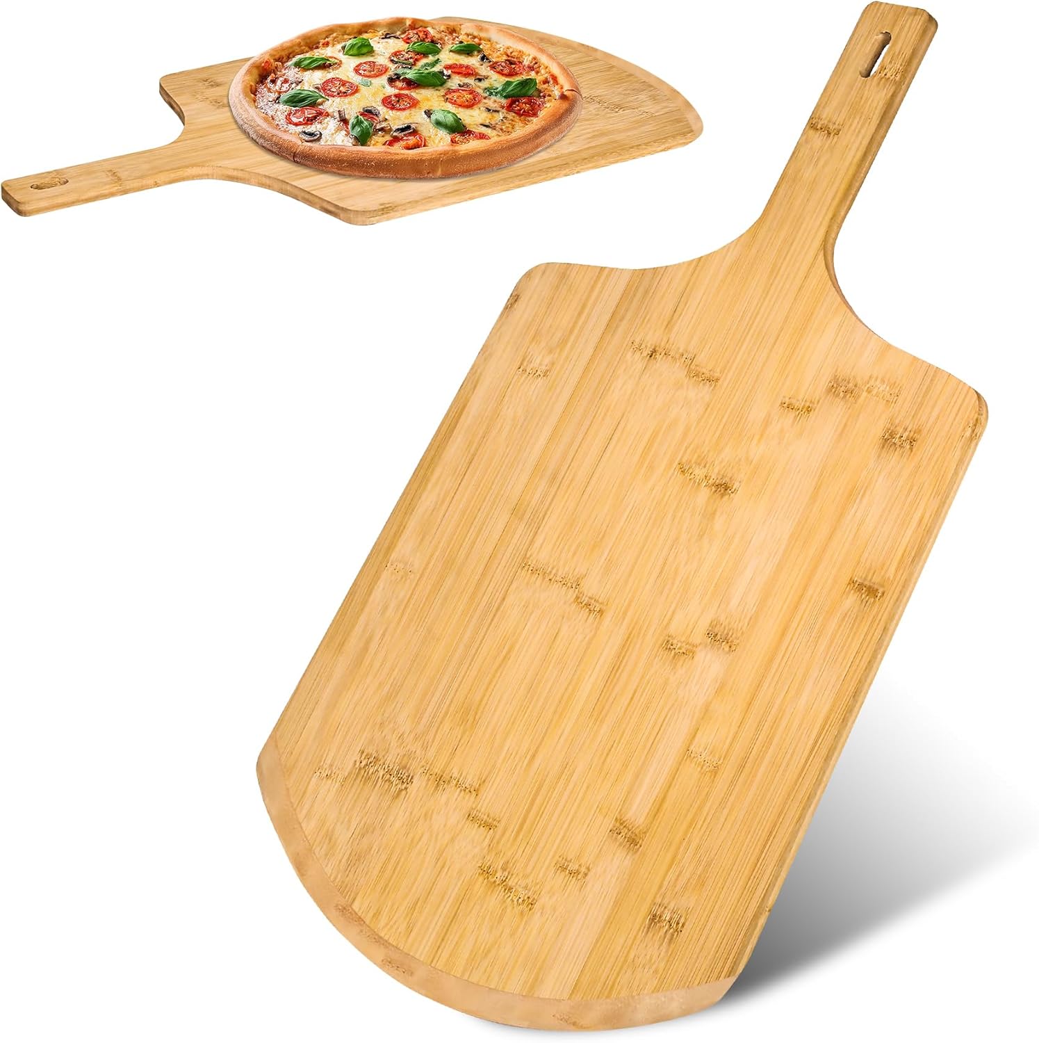 pizza peel 14 inch?16" L x 14" W Plate, with 8" L Wooden Handle, 24" Overall Length?Wooden Pizza Peel.14 IN Pizza Peels (Large) 24"L x 14"W