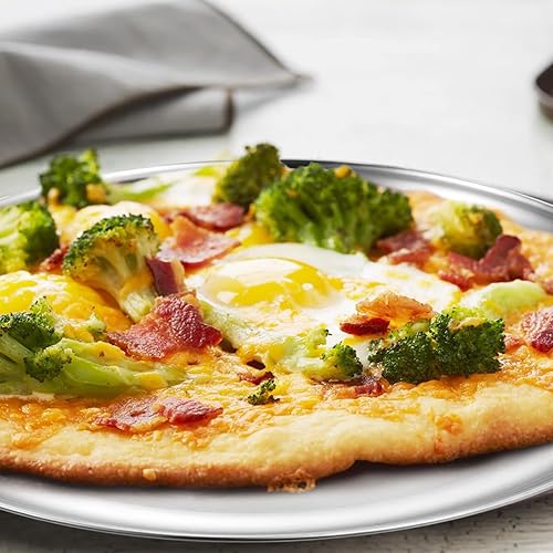 Miniatura 5 de Deedro Bandeja redonda de acero inoxidable para pizza de 13 pulgadas, bandeja para hornear pizza, bandeja para hornear pizza saludable, bandeja para
