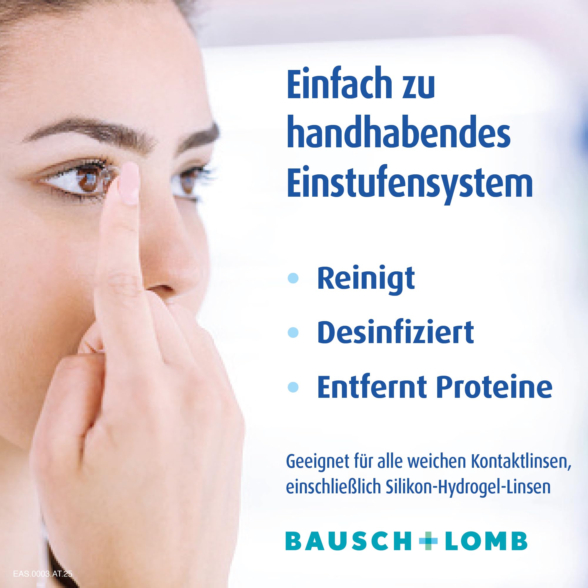 Bausch + Lomb EasySept Peroxidlösung - Kontaktlinsendesinfektions-Lösung für weiche Kontaktlinsen, Einstufen-Peroxidsystem mit Behälter, 3er Pack, 3 x 360 ml