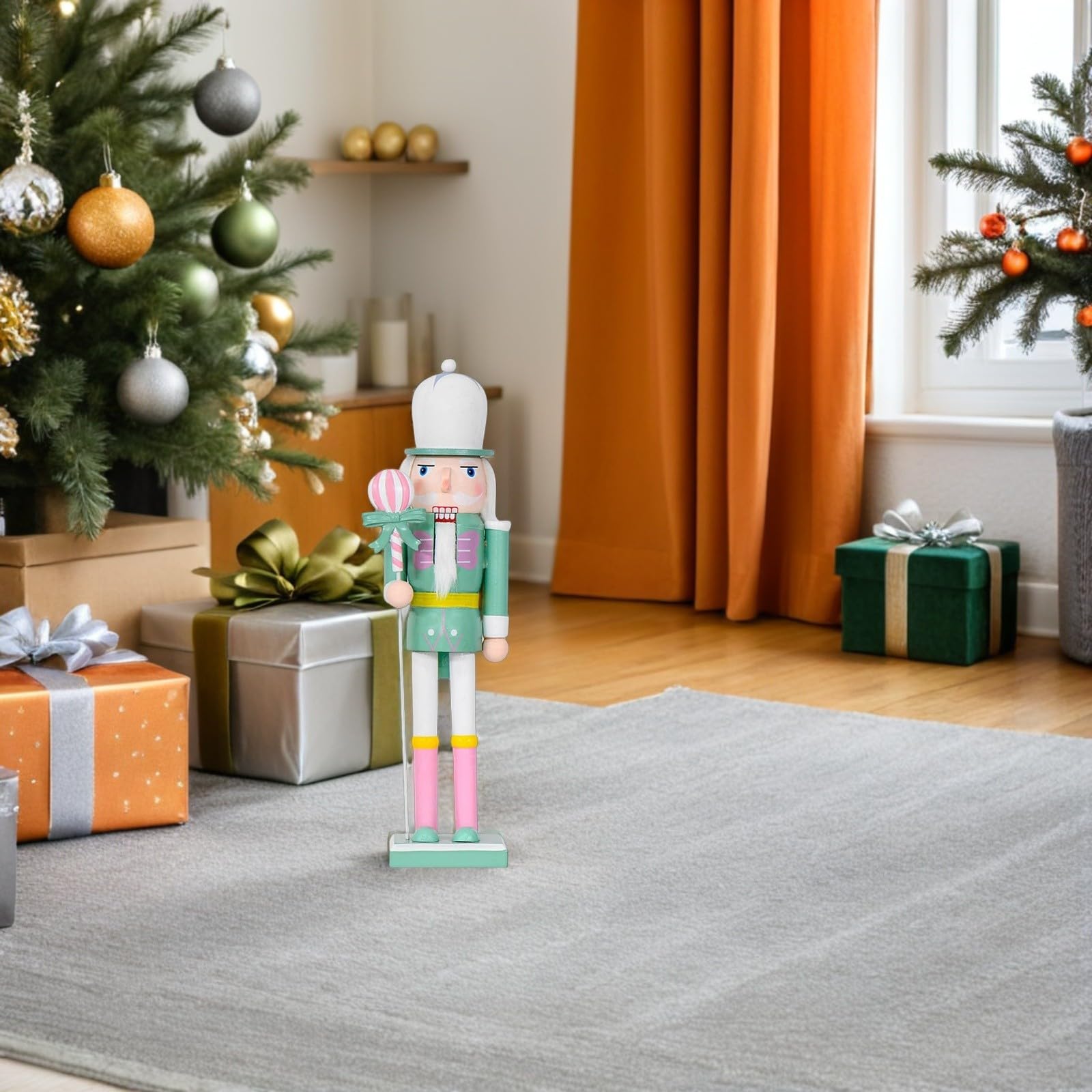 2 Pezzi Schiaccianoci Natalizio in Legno Color Pastello Decorazione Vivace per Tavolo Design Festivo per Addobbi di Natale e Feste in Casa