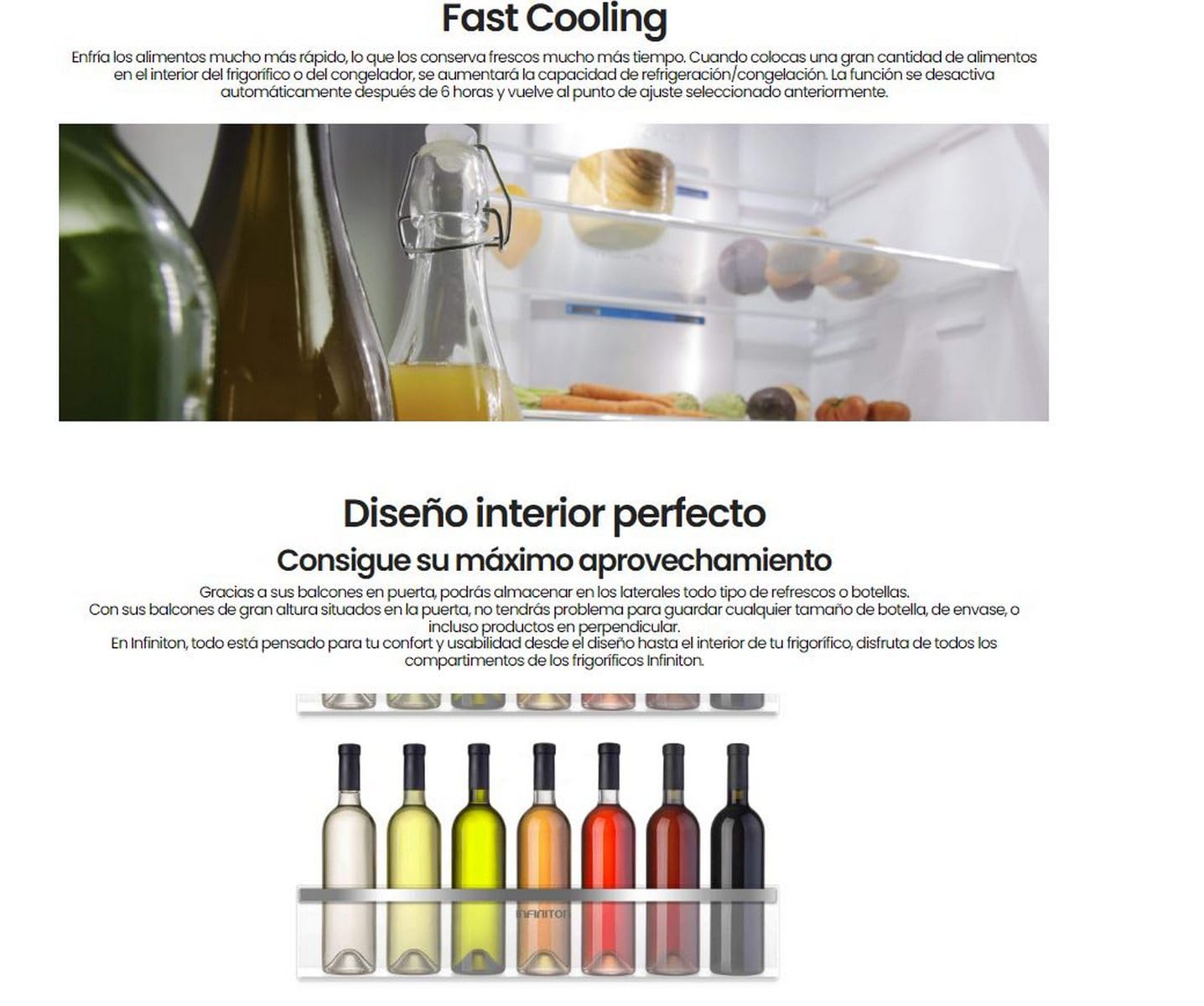FRIGORIFICO INFINITON FG-248BL BLANCO (Dos Puertas, 205 litros, Alto 143cm, A++, FRESH ZONE, Independiente)