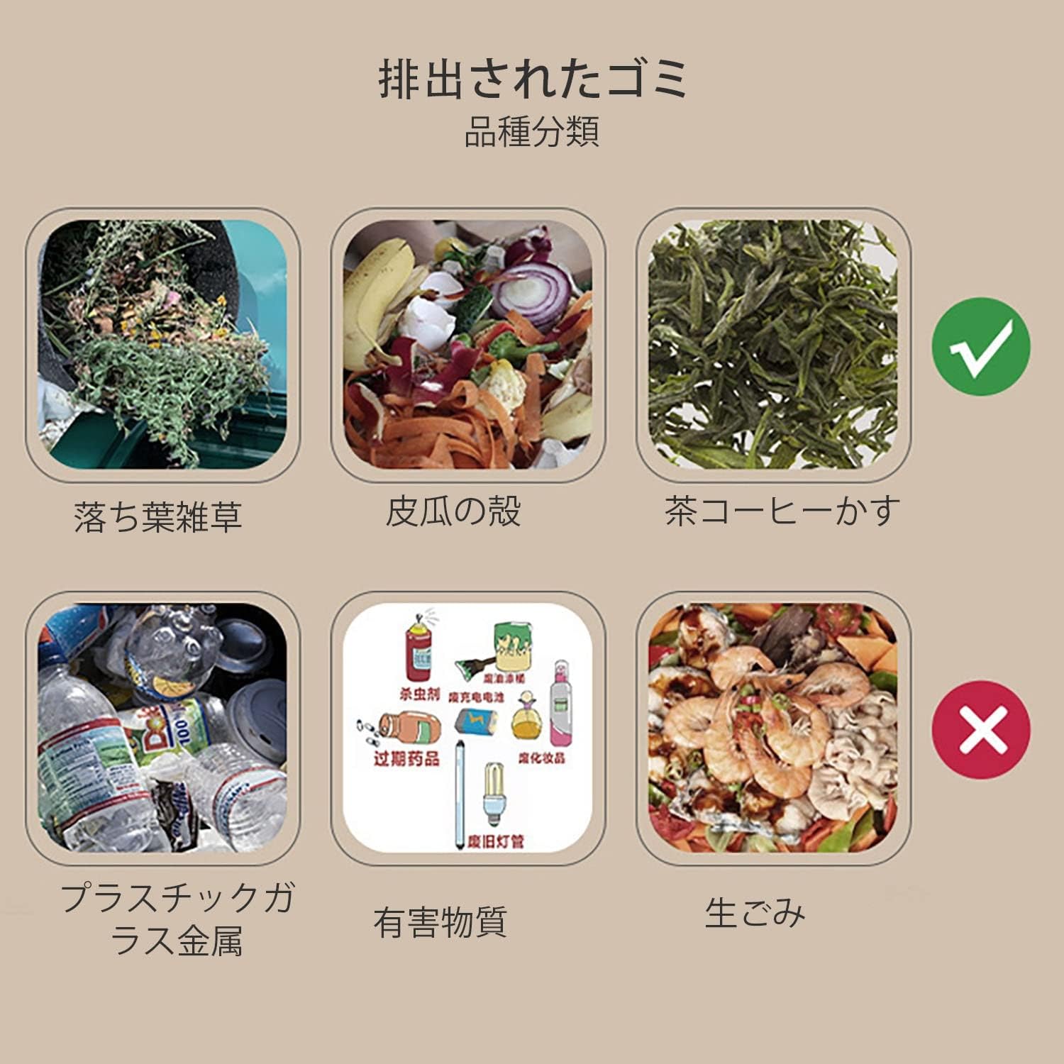 Amazon.co.jp: 生ごみ処理機 ゴミ箱 コンポスト 生ゴミ発酵器 落ち葉