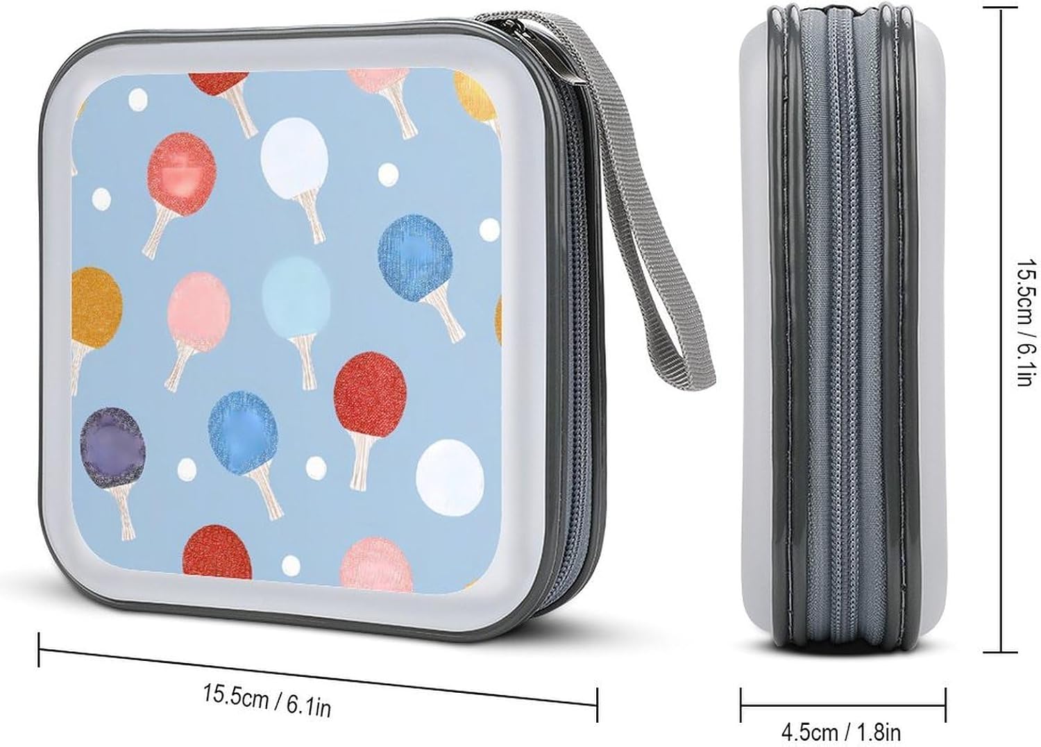 Ping Pong Paddle CD Case Wallet Portable DVD Holder Organizer Box