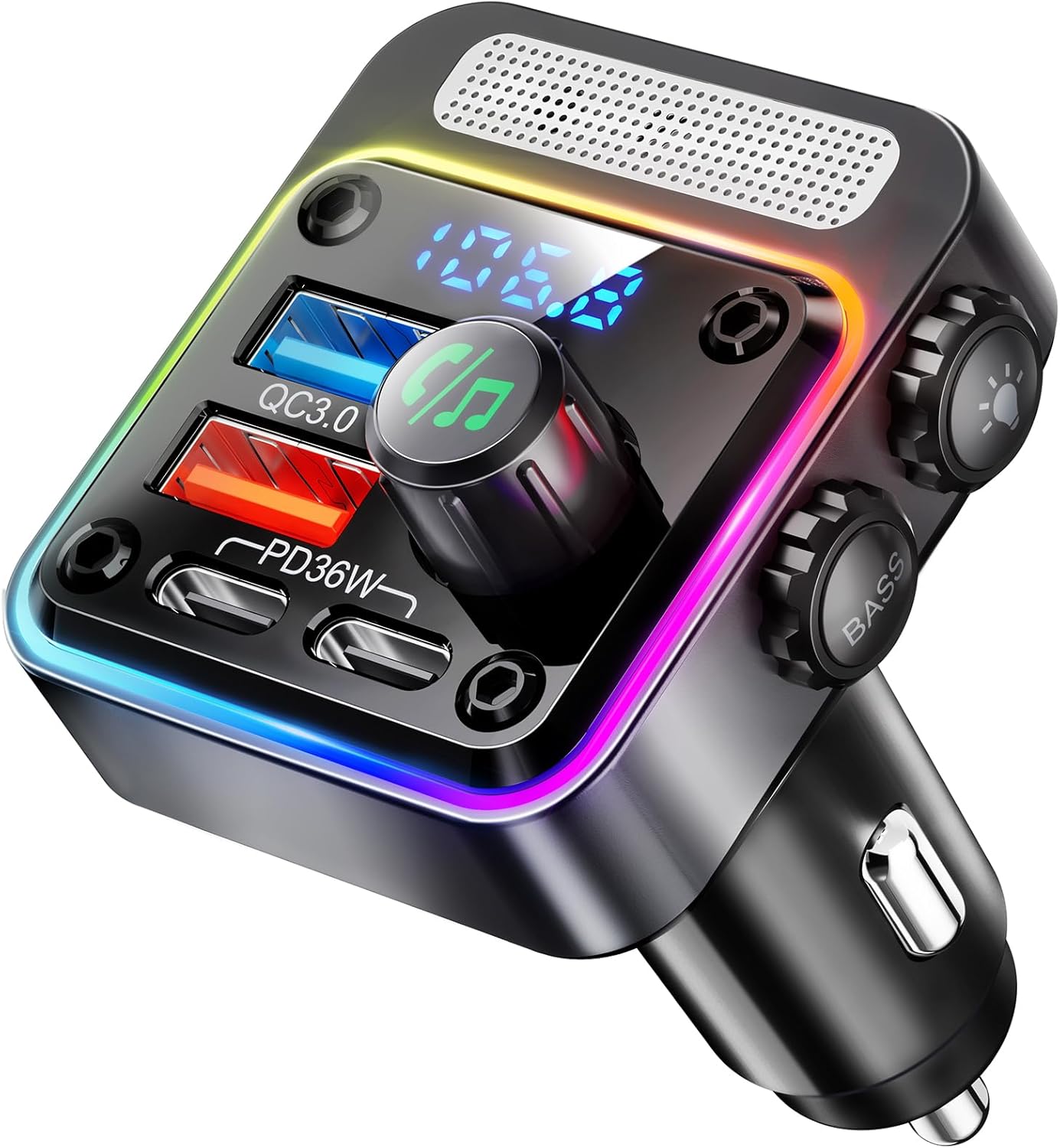 Nulaxy 54W Bluetooth 5.3 Car Adapter with 4 Charging Ports [PD 36W